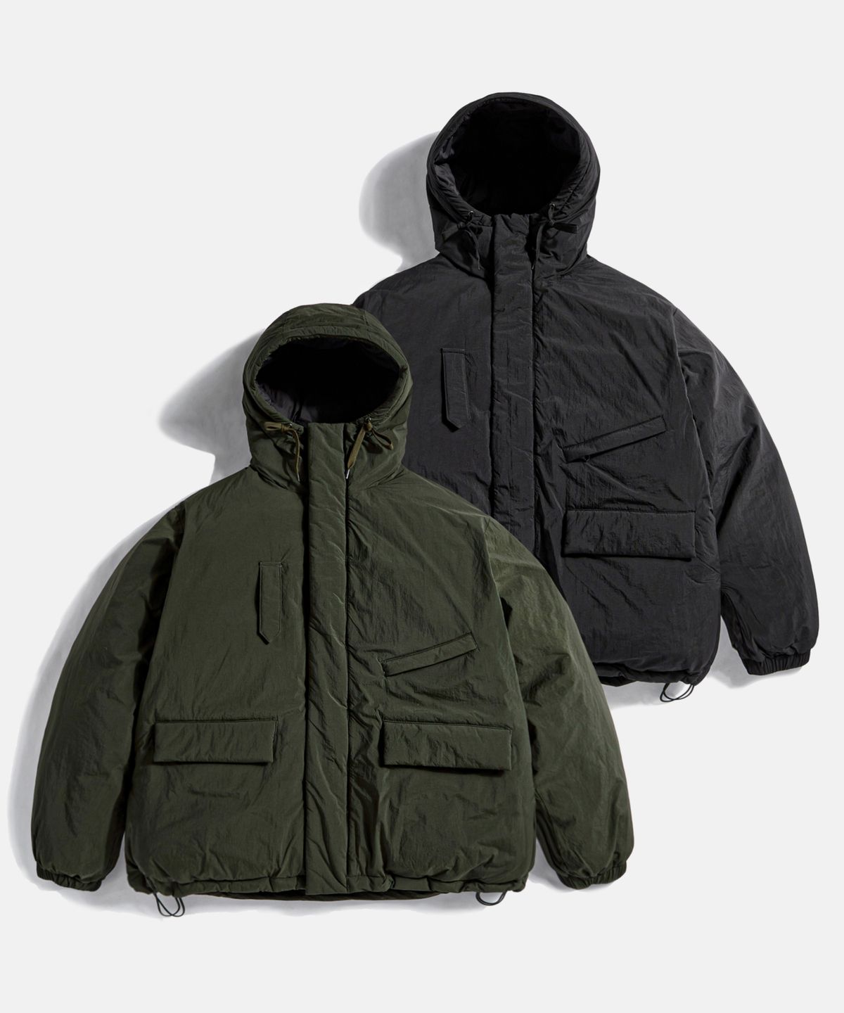 에스피오나지(ESPIONAGE) Dyer Hooded Down Parka Dark Green
