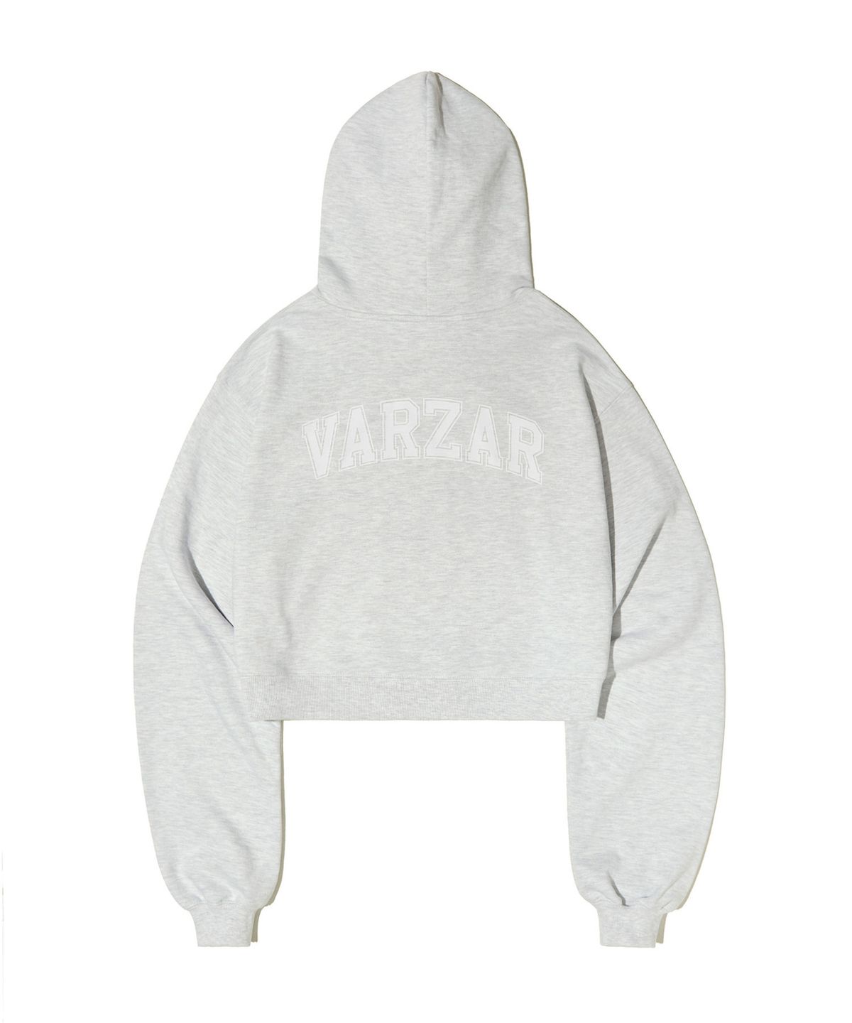 바잘(VARZAR) VZ 프린팅 크롭 후드 애쉬그레이