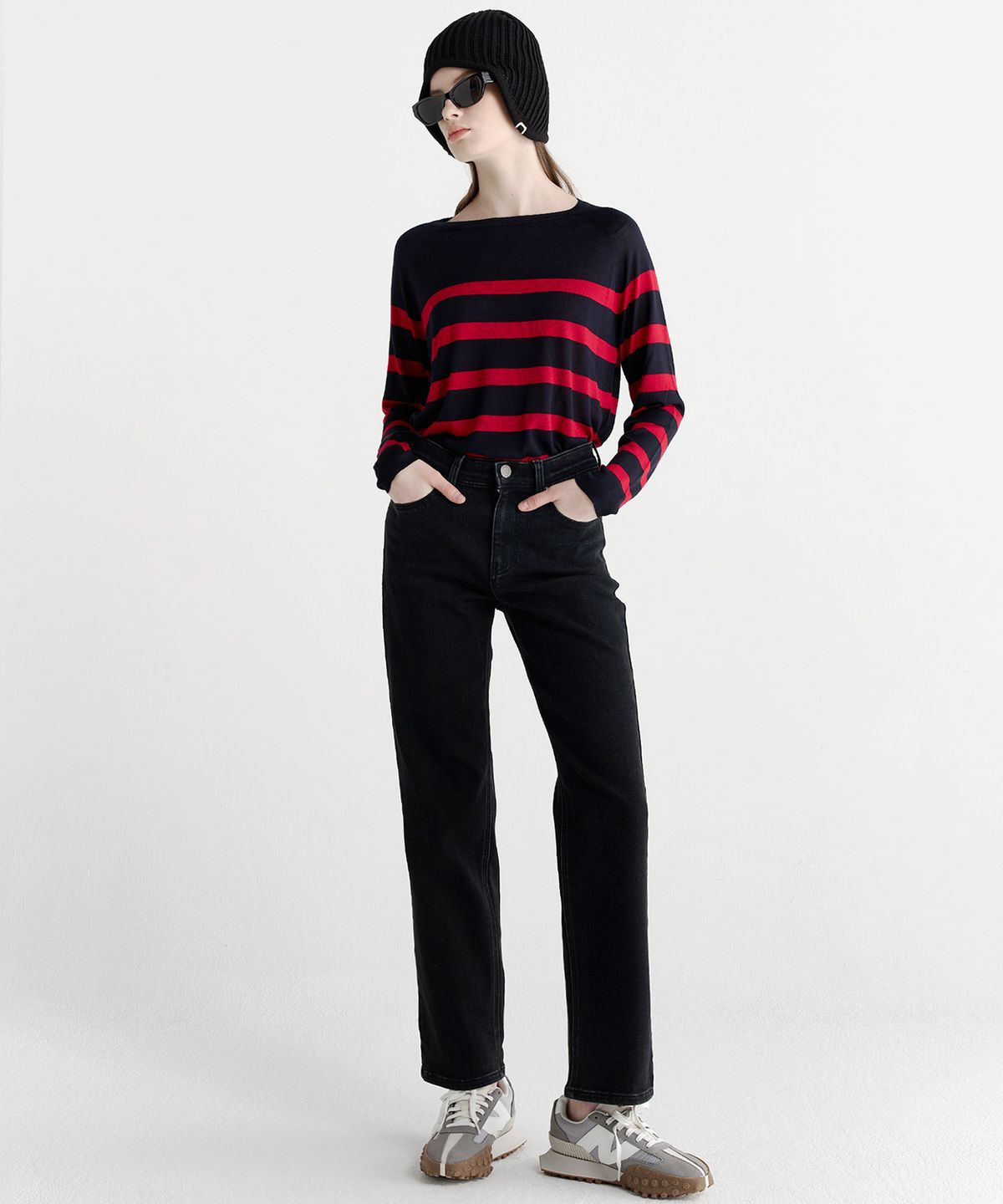 마롭(MALOUPE) 9120 기모 크롭 와이드데님 (블랙)