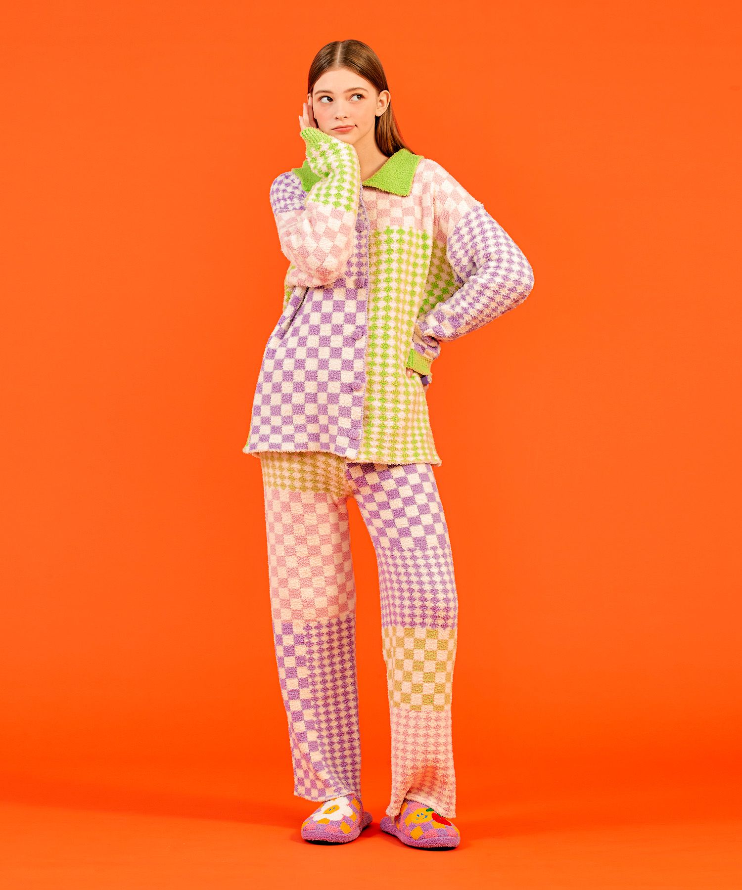 MUSINSA | WIGGLE WIGGLE FASHION Pajama Set (Long) - Grape