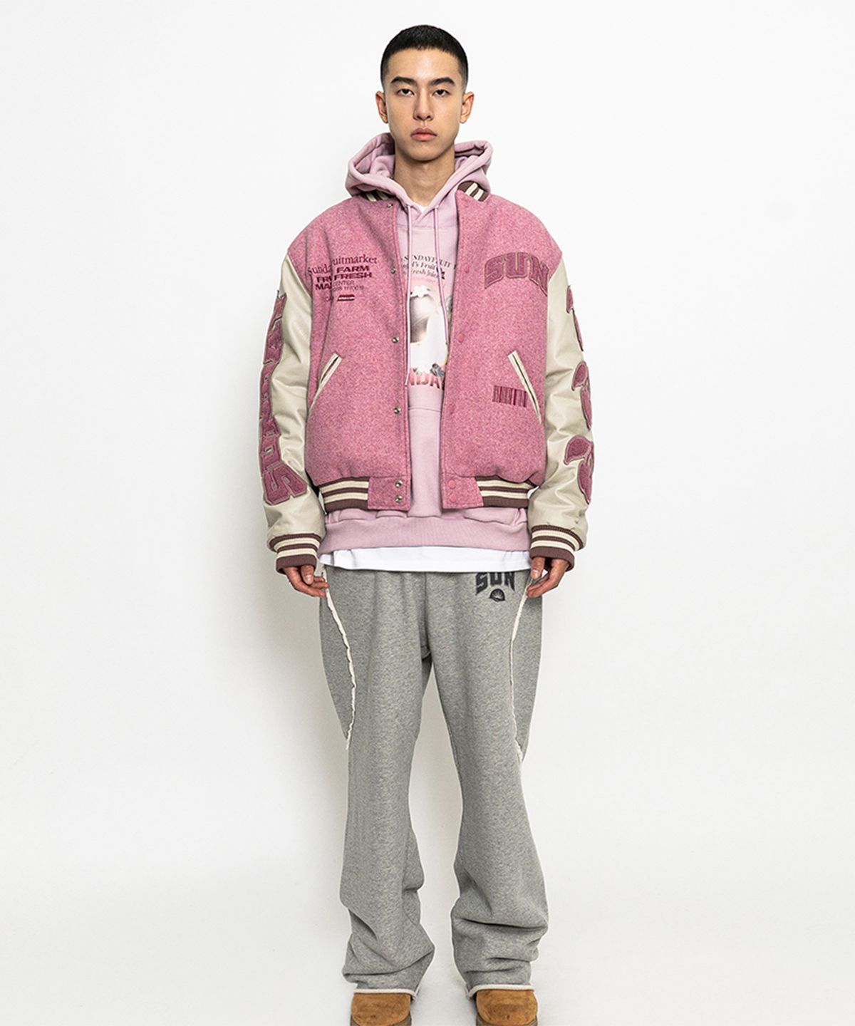 선데이후르츠마켓(SUNDAY FRUIT MARKET) SUNDAY VARSITY JACKET PINK