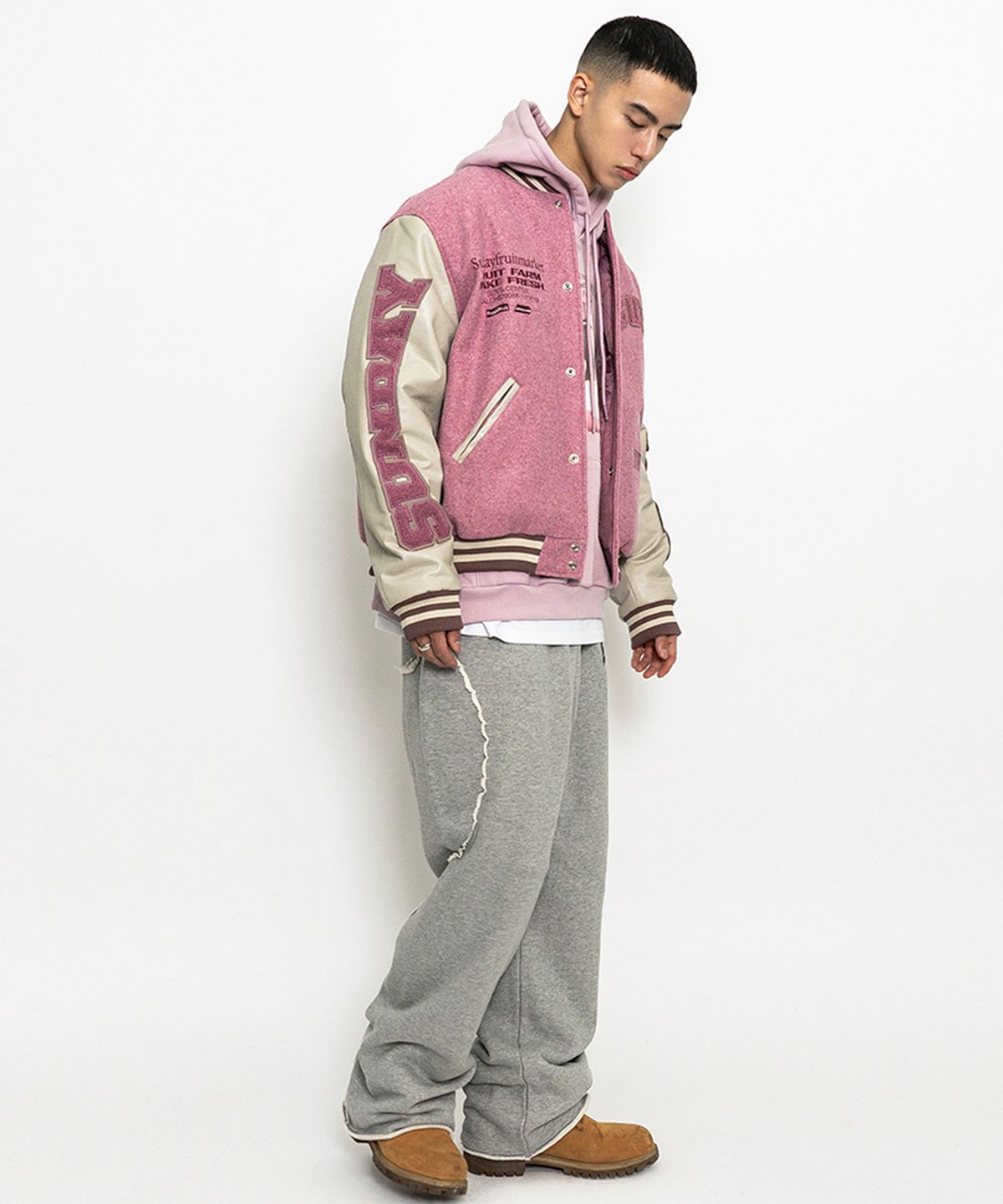 선데이후르츠마켓(SUNDAY FRUIT MARKET) SUNDAY VARSITY JACKET PINK
