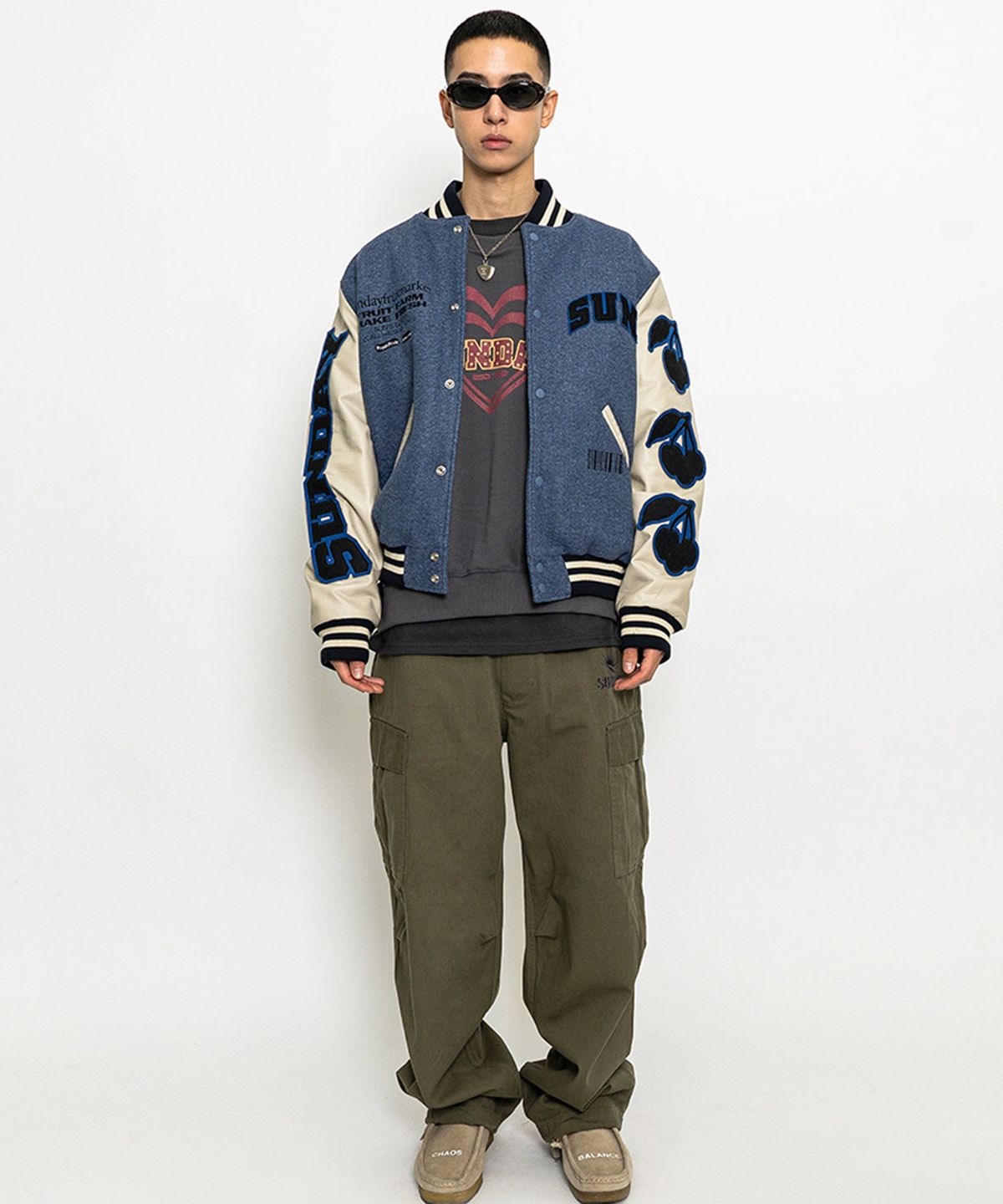선데이후르츠마켓(SUNDAY FRUIT MARKET) SUNDAY VARSITY JACKET NAVY