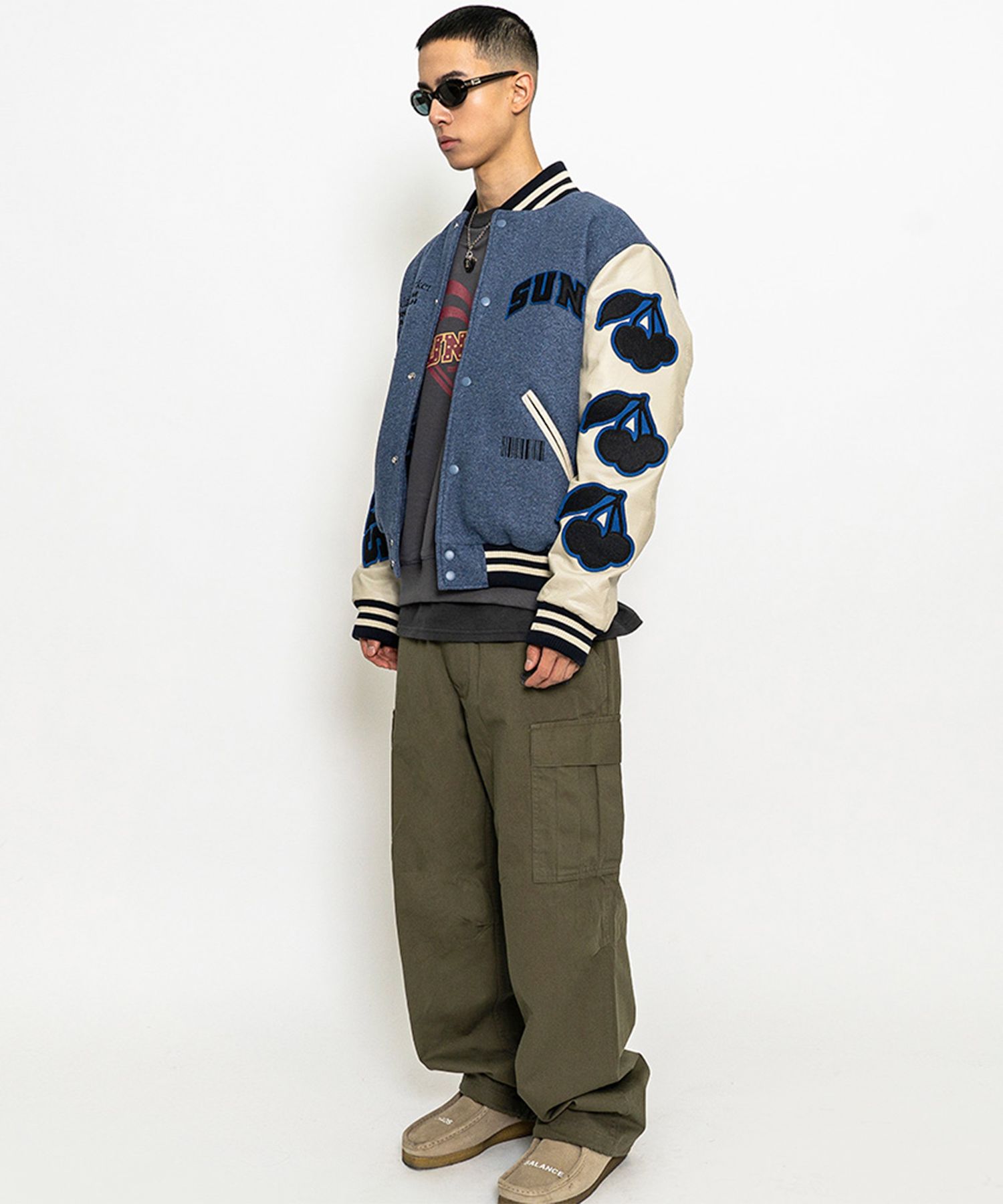 MUSINSA公式 | SUNDAY FRUIT MARKET SUNDAY VARSITY JACKET NAVY