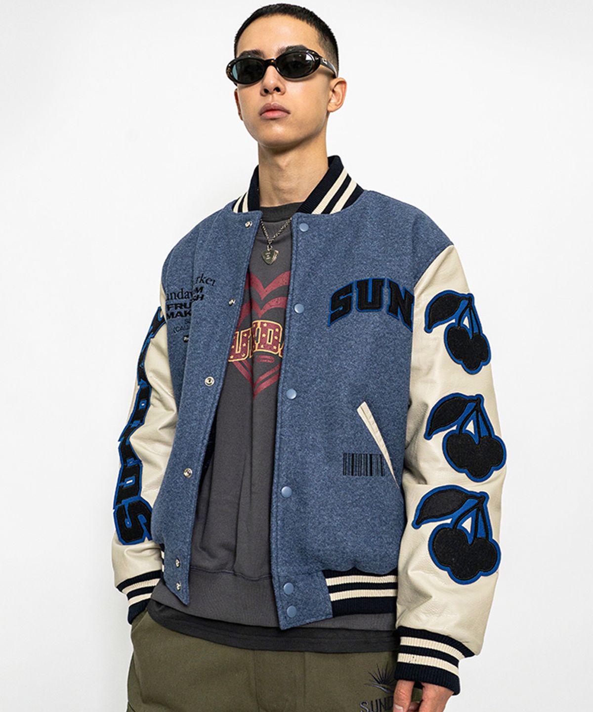선데이후르츠마켓(SUNDAY FRUIT MARKET) SUNDAY VARSITY JACKET NAVY