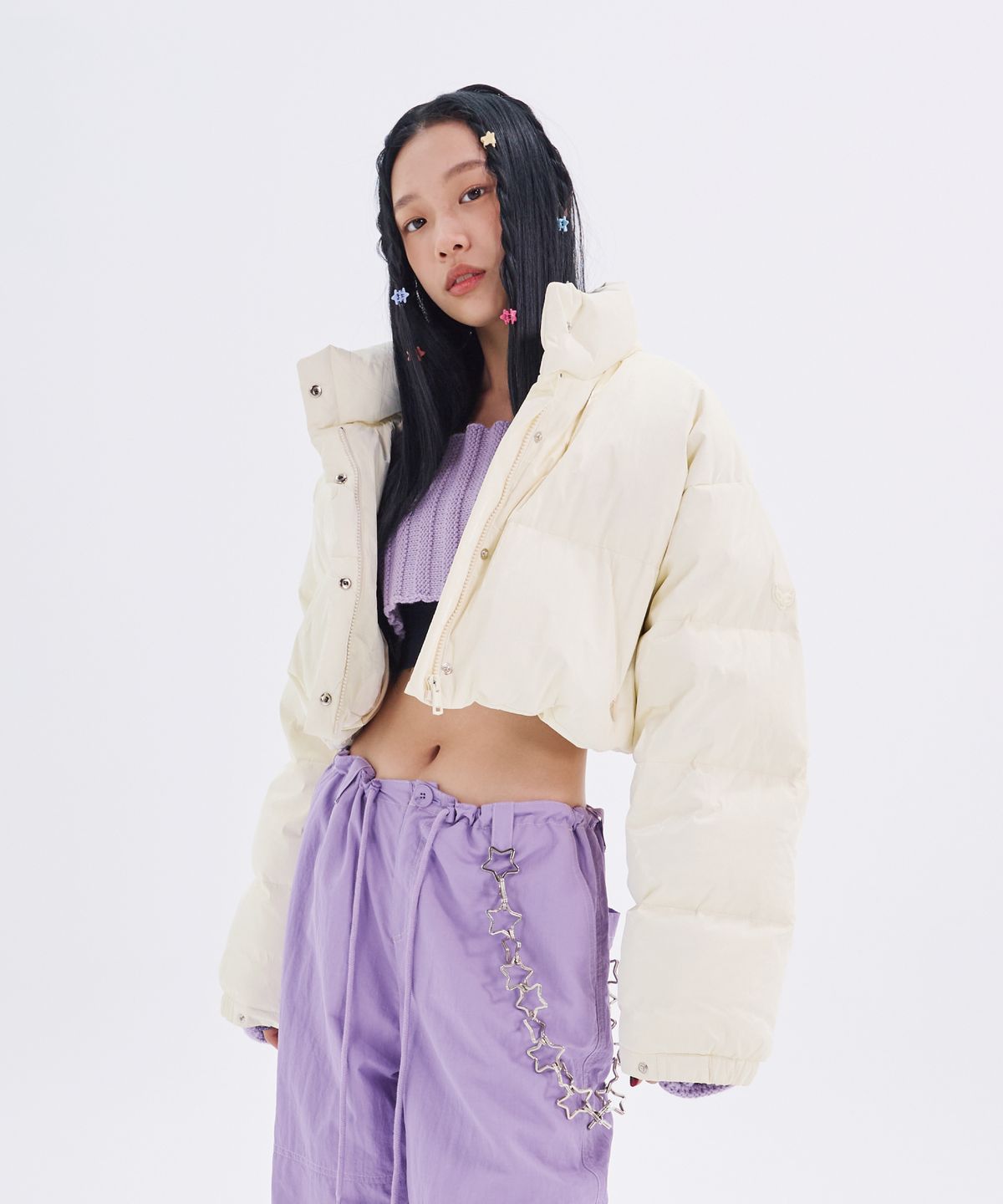 라라폭스(LALAFOX) GLOSSY CROPPED GOOSE DOWN JACKET BN4NK002
