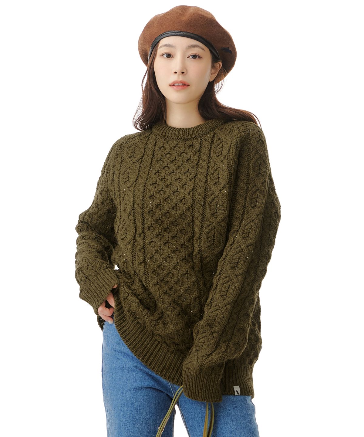 페레그린(PEREGRINE) 허드슨 아란 점퍼 니트 카키 / WJ 5740