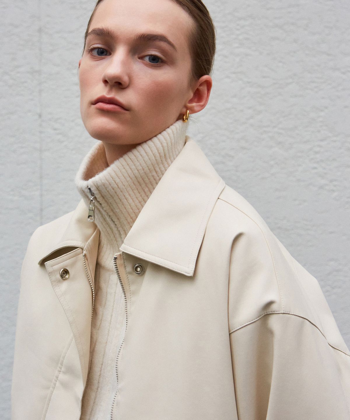 닉앤니콜(NICK&NICOLE) FAUX LEATHER BLOUSON_CREAM