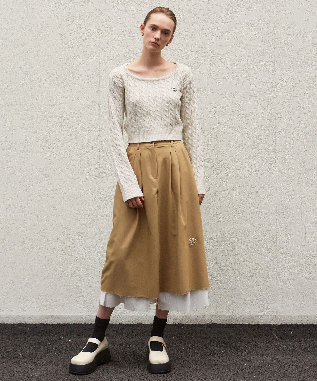 닉앤니콜(NICK&NICOLE) NICOLE PINTUCK LAYERED LONG SKIRT_BEIGE