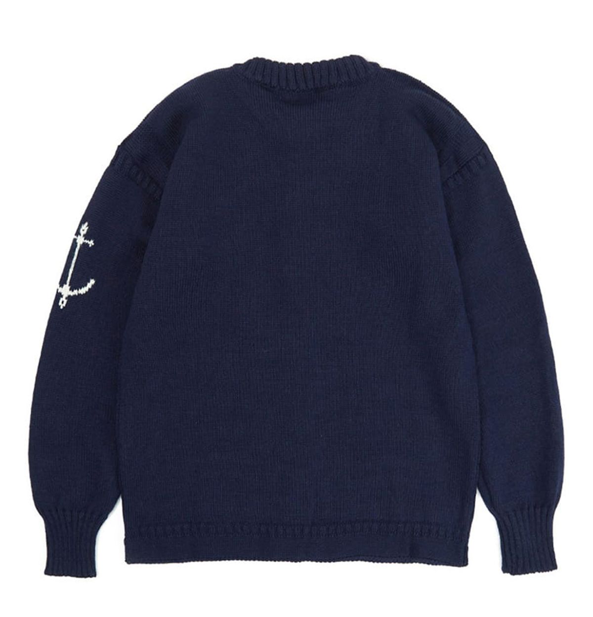 건지 울른스(Guernsey Woollens) 피셔맨 홀가먼트 가디건 - 네이비