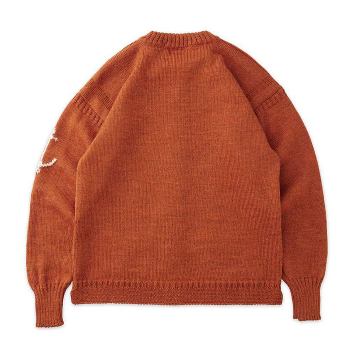건지 울른스(Guernsey Woollens) 피셔맨 홀가먼트 가디건 - 번트 오렌지
