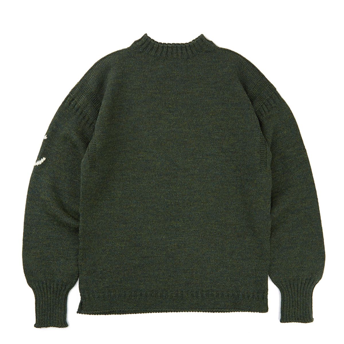 건지 울른스(Guernsey Woollens) 피셔맨 홀가먼트 스웨터 - 로덴 그린