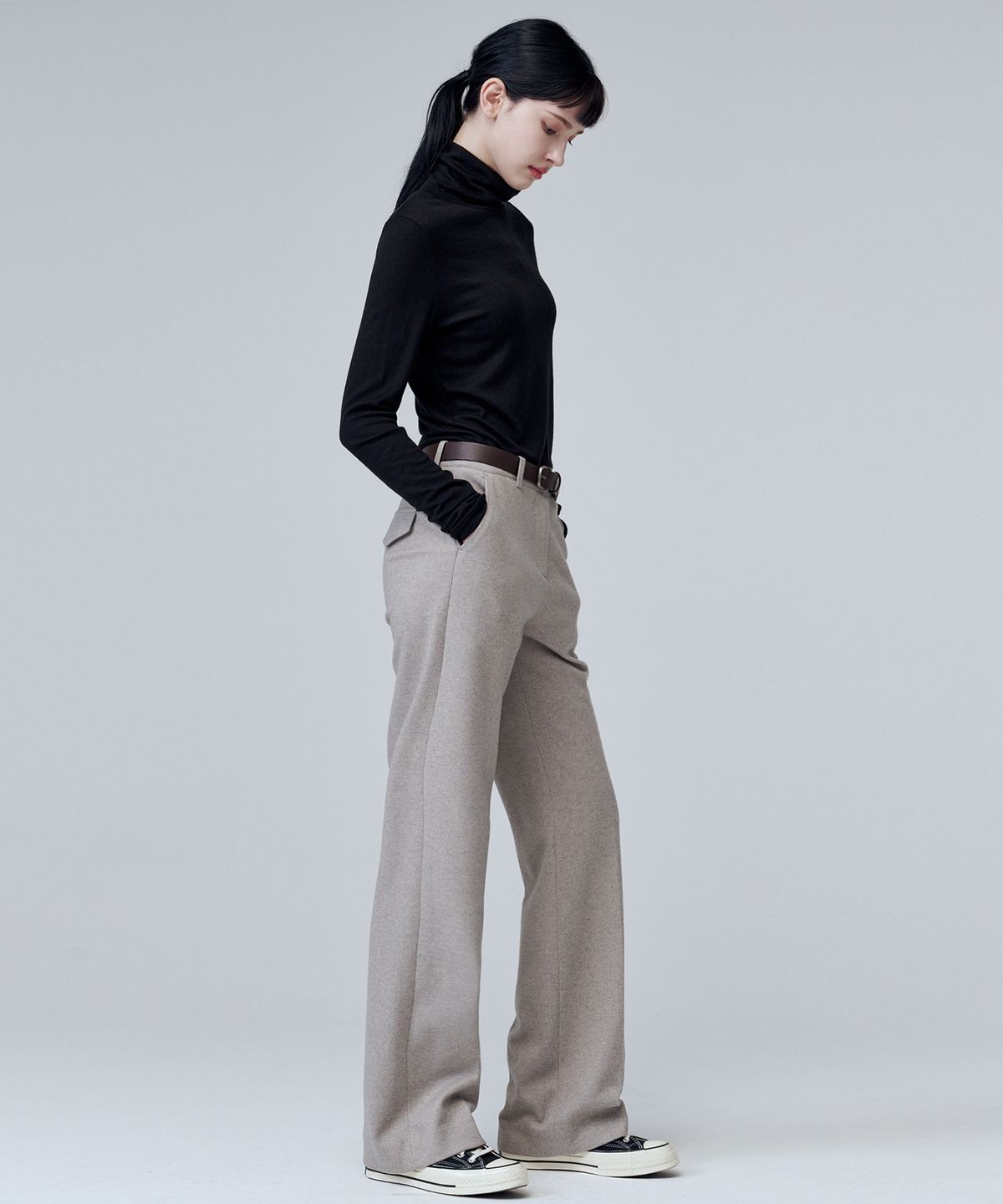 마롭(MALOUPE) 5101 울블렌드 롤넥 티셔츠 (블랙)