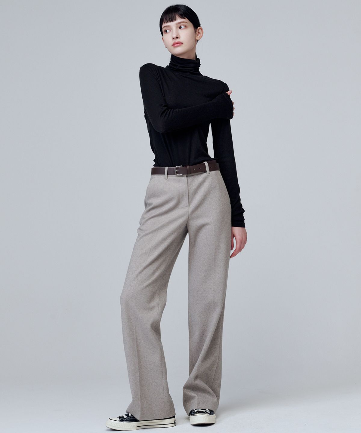 마롭(MALOUPE) 5101 울블렌드 롤넥 티셔츠 (블랙)