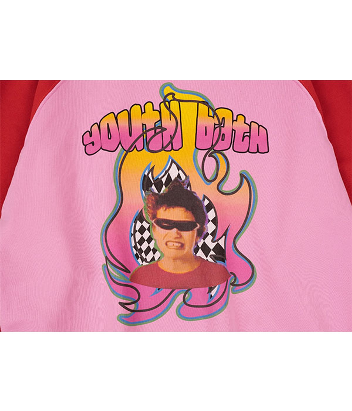 유쓰배쓰(YOUTHBATH) PUNK BOY RAGLAN SWEAT SHIRT_PINK