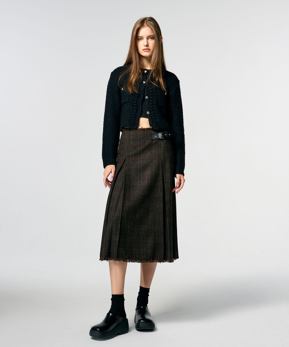 에트몽(ETMON) Tweed Pocket Knit Cardigan  Black