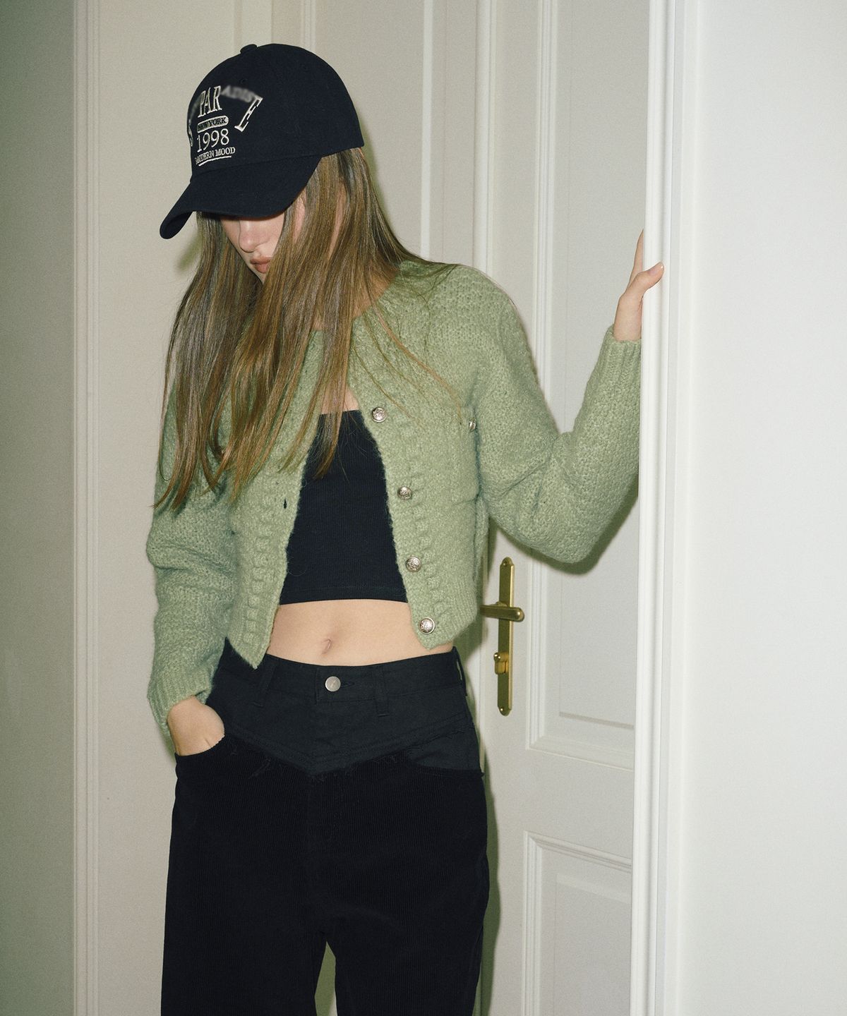 에트몽(ETMON) Tweed Pocket Knit Cardigan  Light Green