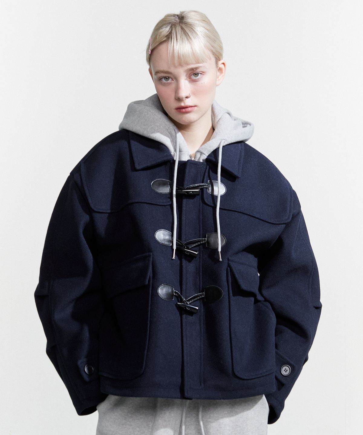 노이아고(NOIAGO) NOI791 오버핏 더플 코트 (베이지)