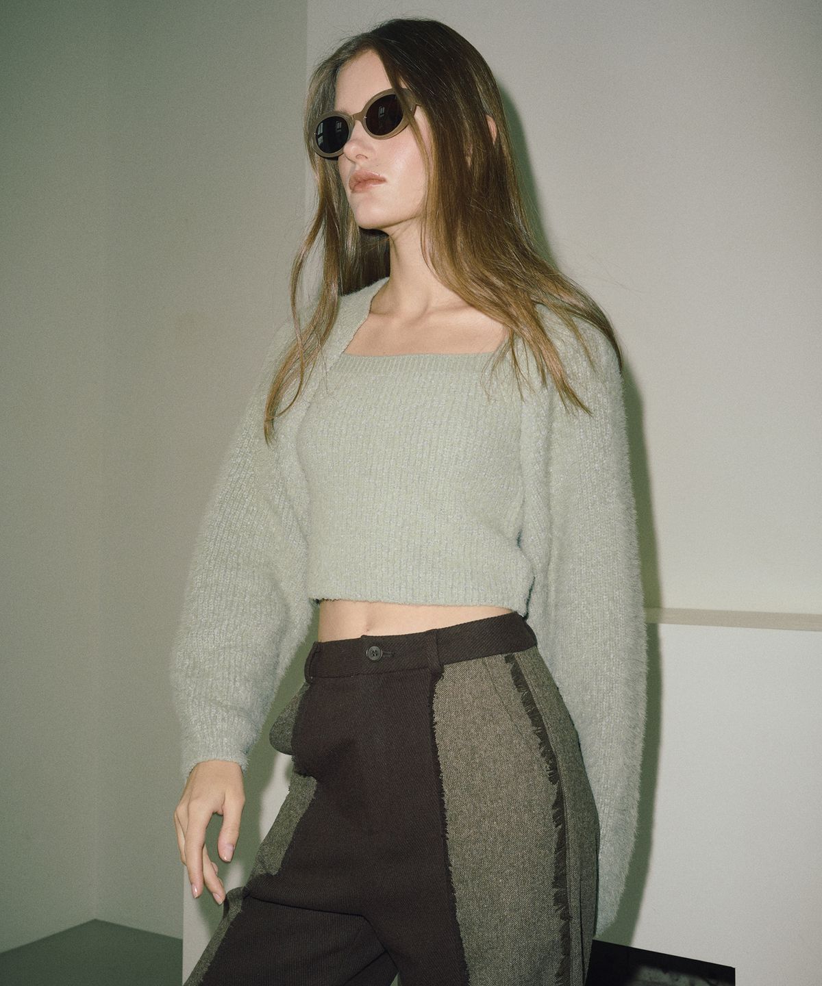 에트몽(ETMON) Bolero Set-Up Knit  Ash Khaki