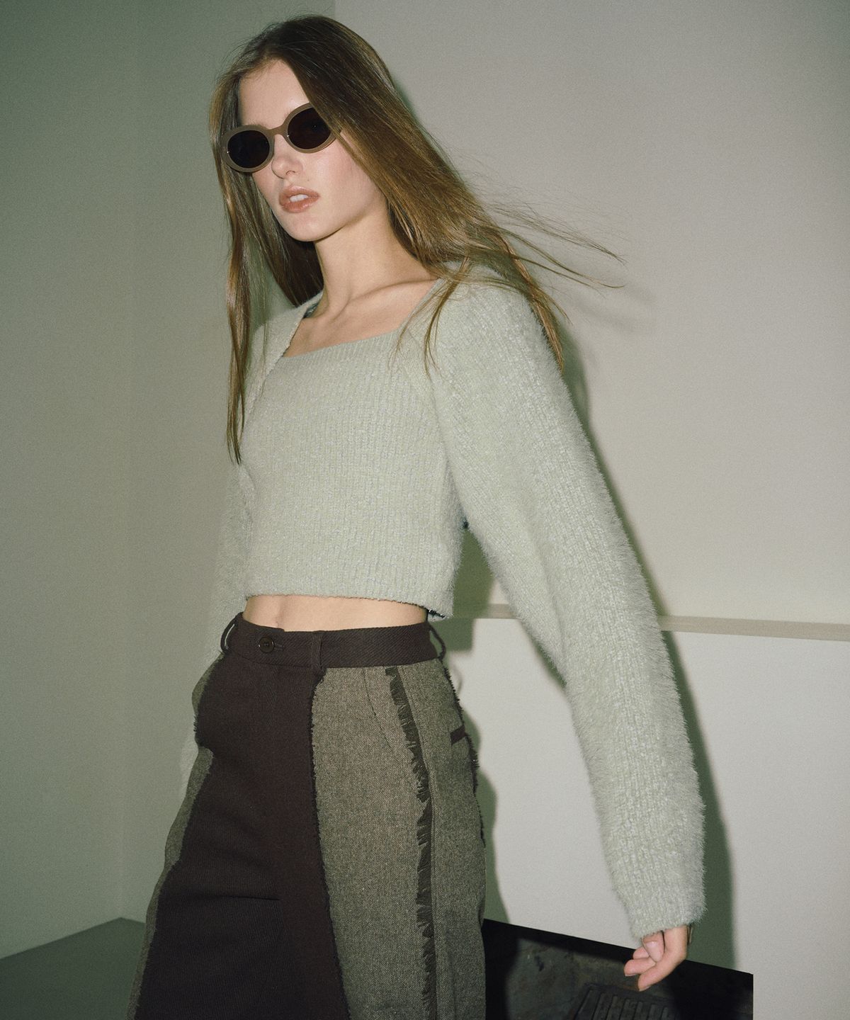 에트몽(ETMON) Bolero Set-Up Knit  Ash Khaki