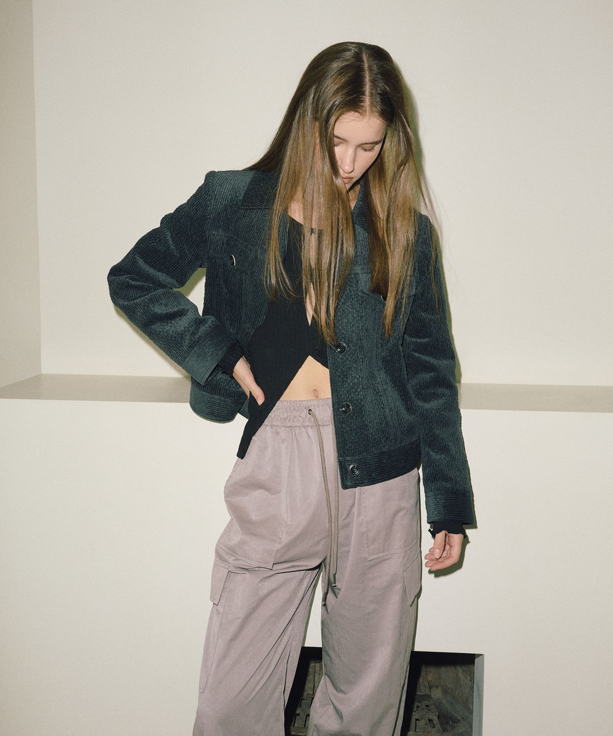 에트몽(ETMON) Corduroy Jacket  Blue Green