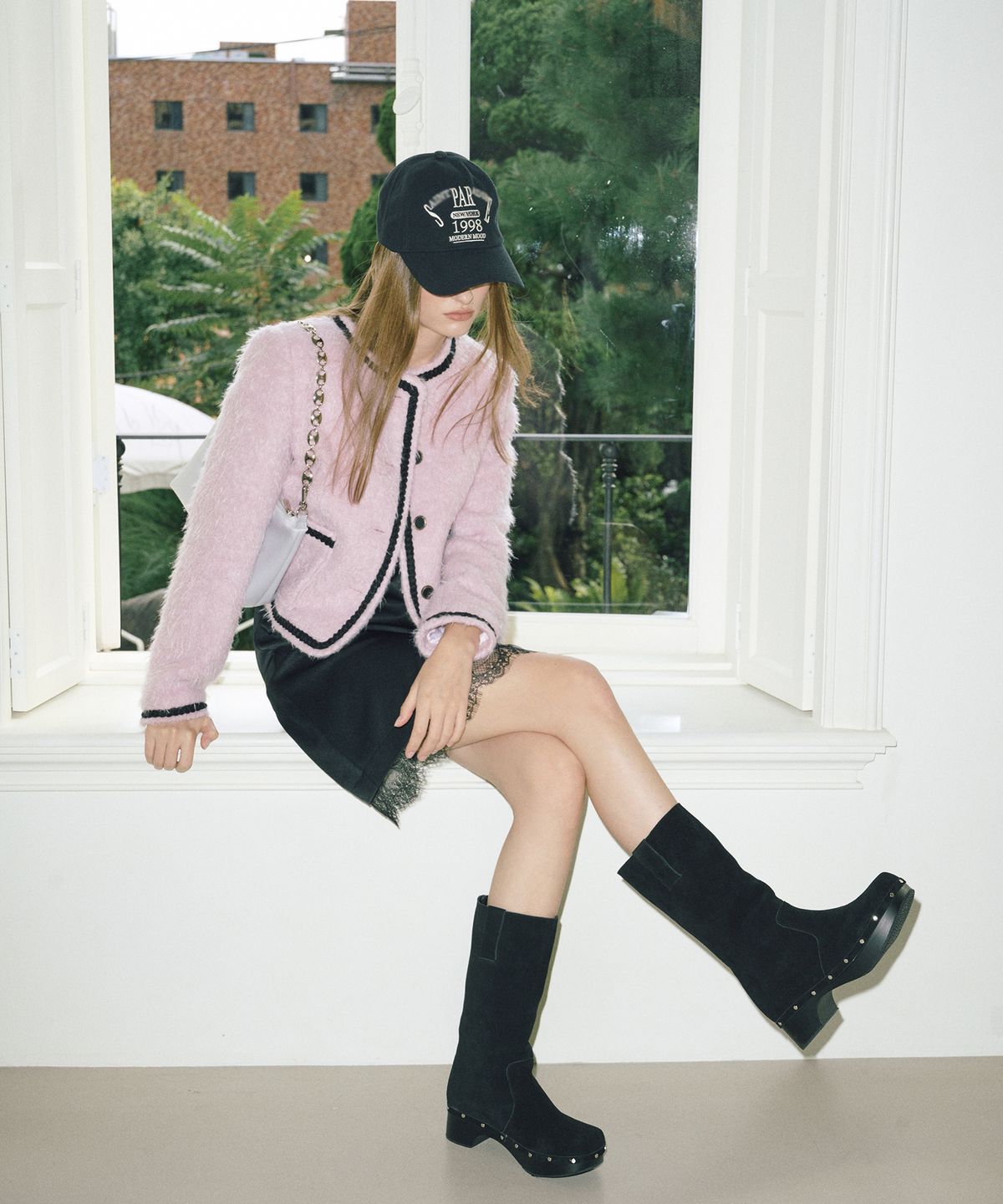 에트몽(ETMON) Tweed Fur Jacket  Lavender Pink