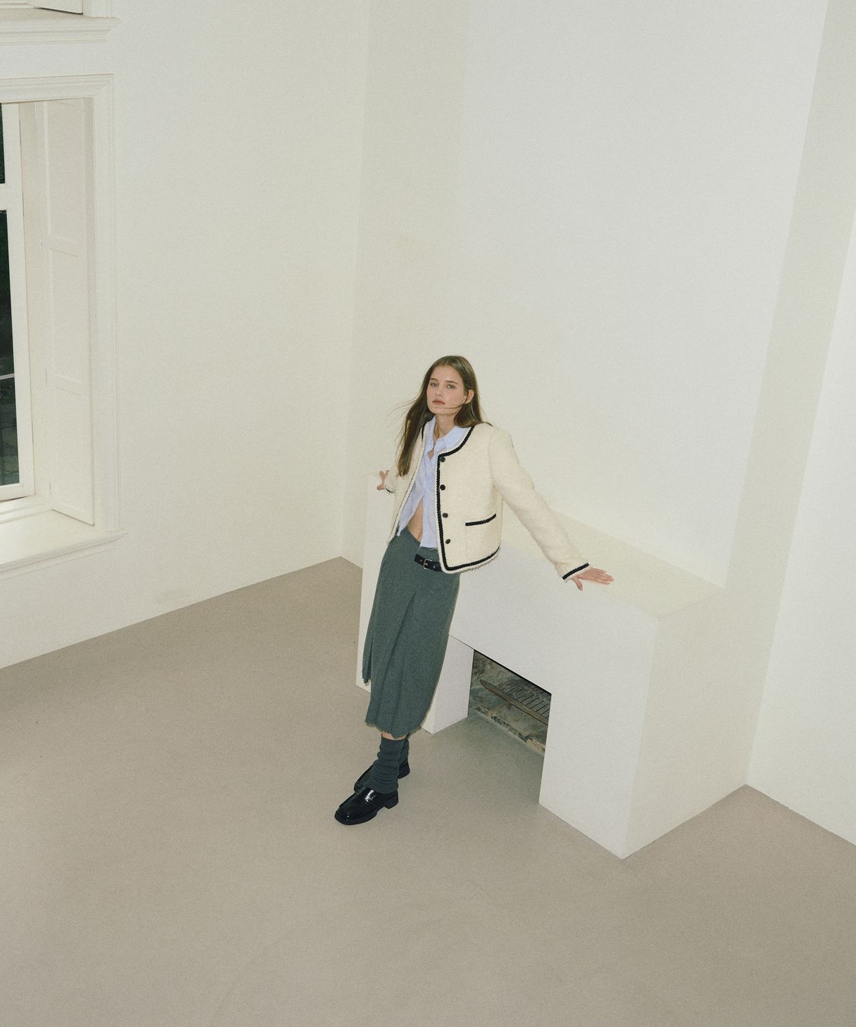에트몽(ETMON) Tweed Fur Jacket  Ivory