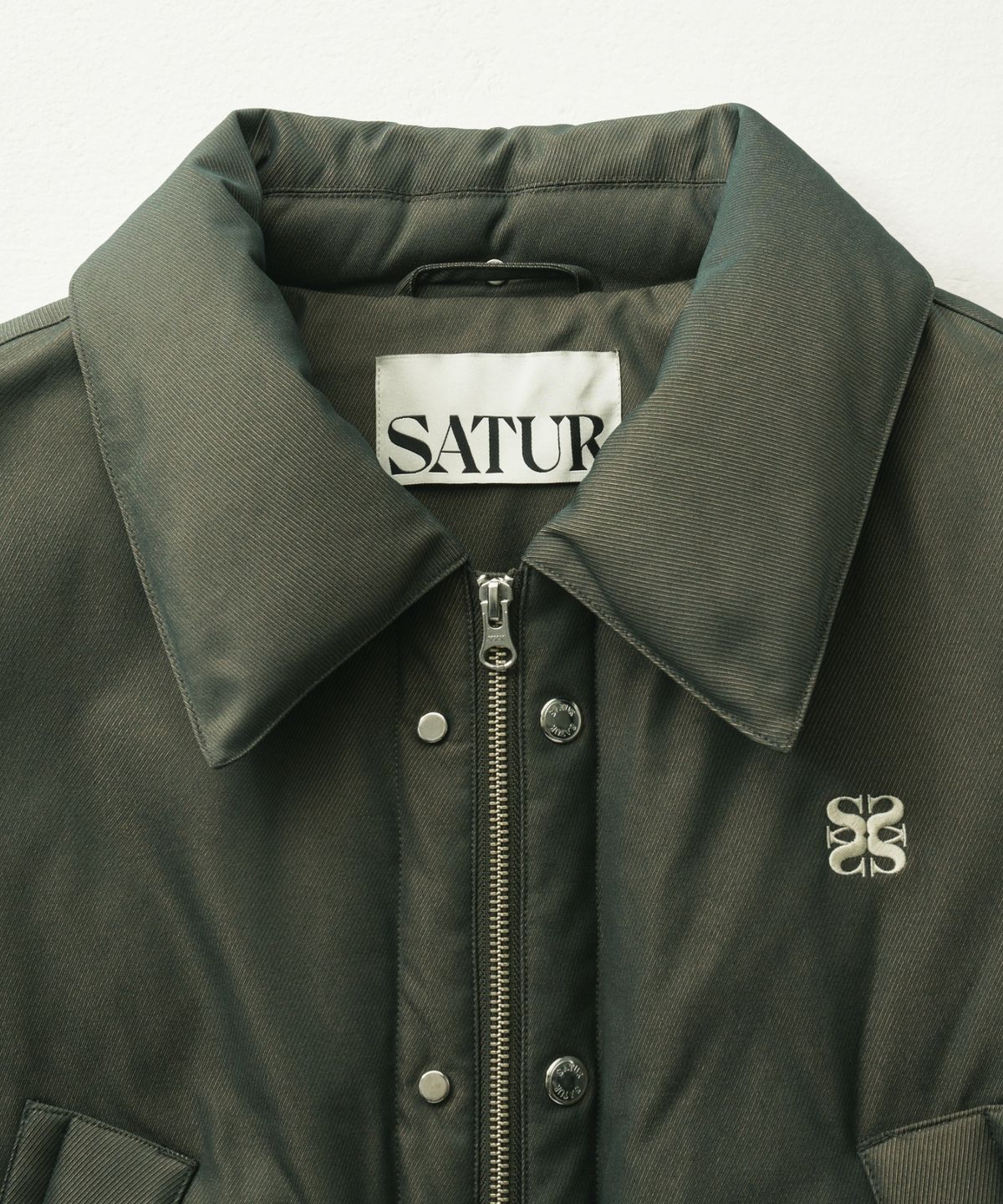세터(SATUR) 레체 투 톤 덕 다운 패딩 글리터 그린 브라운