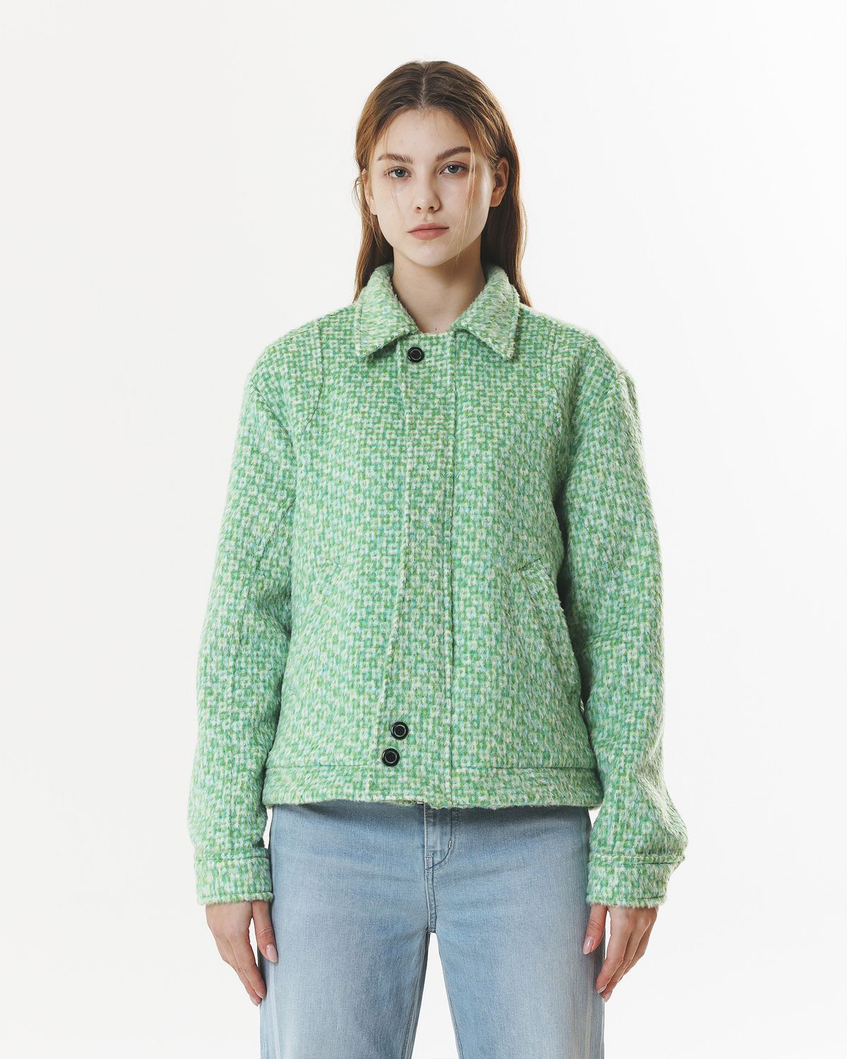 페노메논시퍼(PHENOMENON SEEPER) [UNISEX] CHECK WOOL & ALPACA JACKET GREEN