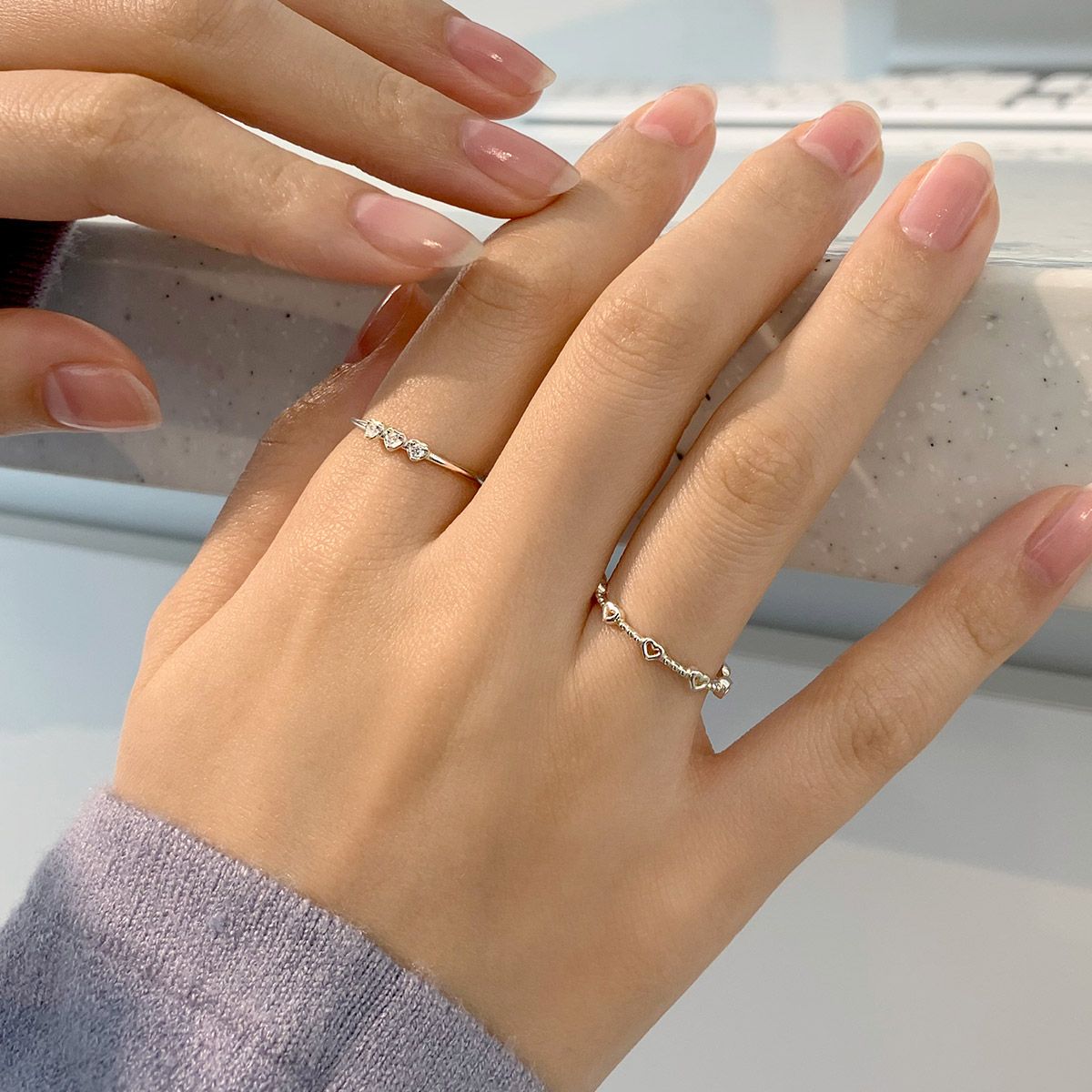 47베이지(47BAG) 925 Silver pit a pat Stack Ring/ 피타펫