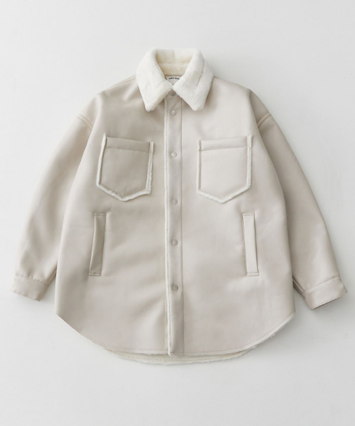 레이디 볼륨(LADY VOLUME) 7093-1 VEGAN LEATHER MUSTANG COAT_CREAM