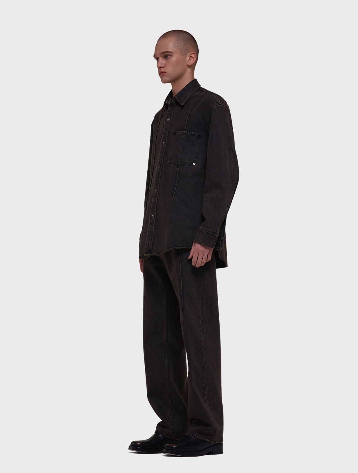 데호(DEHO) RUSTY DENIM TUCK SHIRTS [Rusty black]