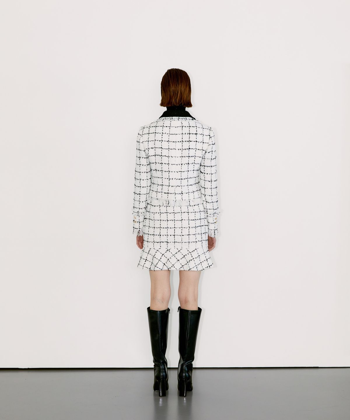 채뉴욕(CHAENEWYORK) Check Double Collar Tweed Jacket[Black Check]