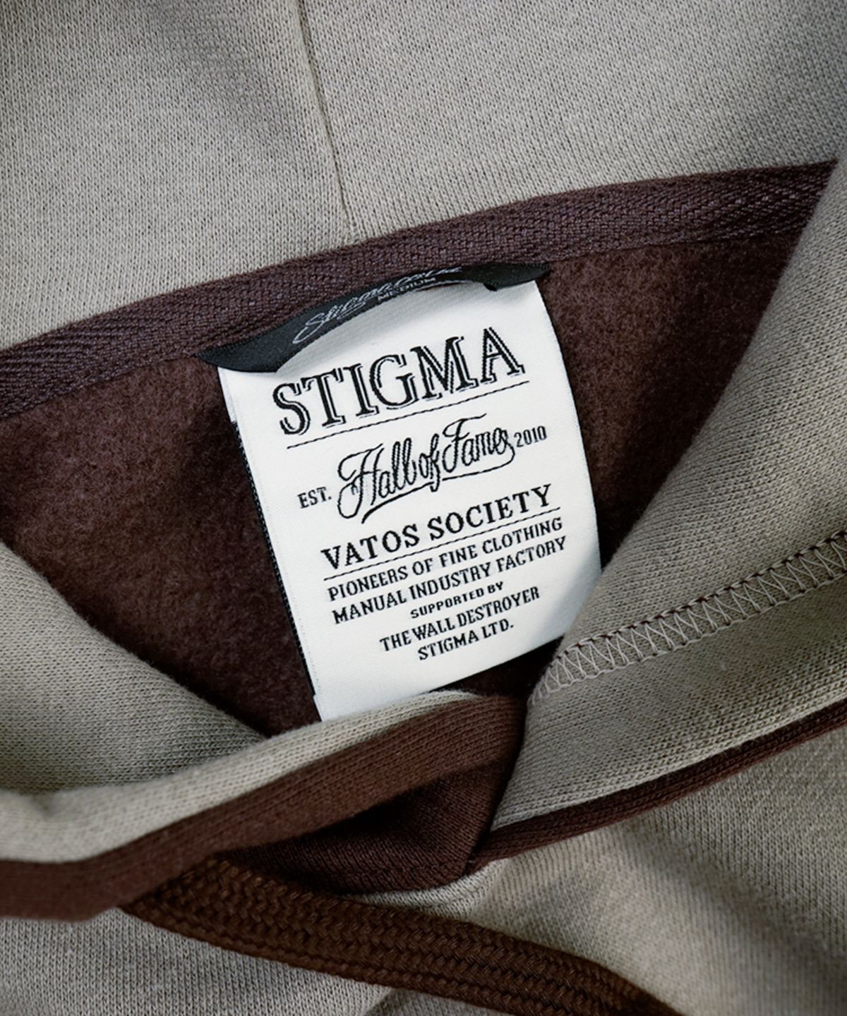 스티그마(STIGMA) 22 HALF COLOR FB OVERSIZED HEAVY SWEAT HOODIE BEIGE BROWN