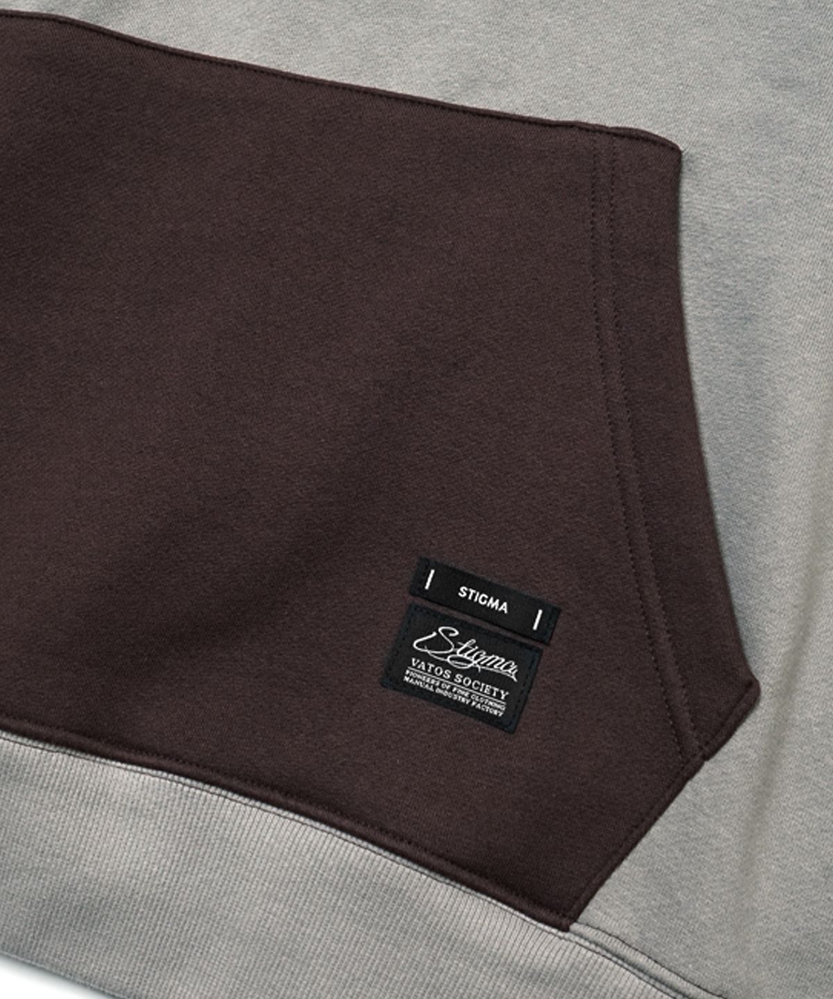 스티그마(STIGMA) 22 HALF COLOR FB OVERSIZED HEAVY SWEAT HOODIE BEIGE BROWN
