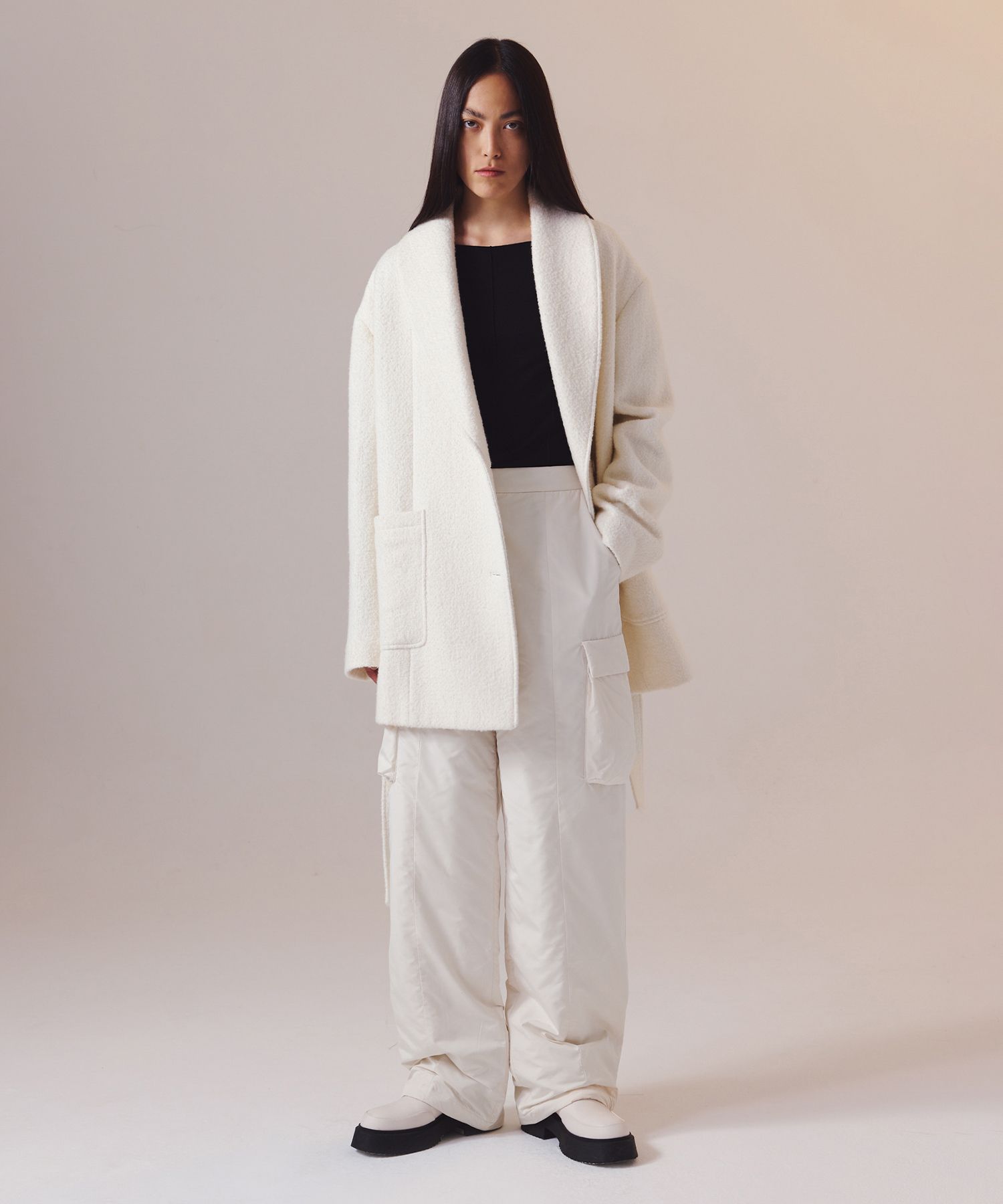 【INSILENCE】Alpaca shawl collar robe coat IVORY MUSINSA | INSILENCE WOMEN Alpaca shawl Collared robe coat IVORY