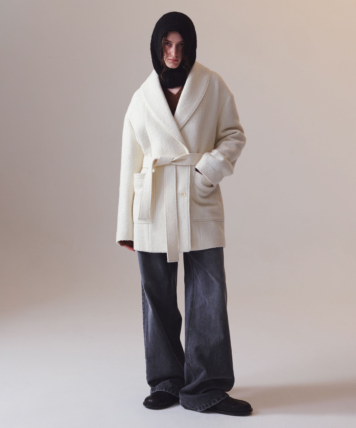 【INSILENCE】Alpaca shawl collar robe coat IVORY MUSINSA | INSILENCE WOMEN Alpaca shawl Collared robe coat IVORY