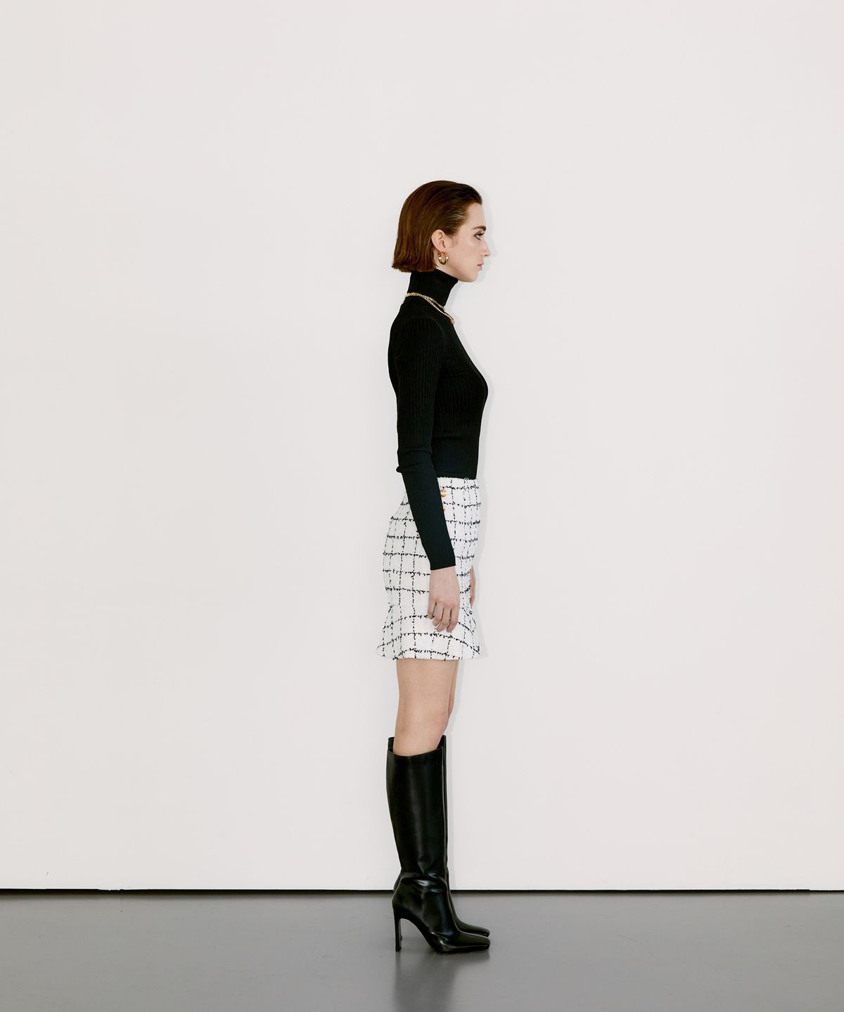 채뉴욕(CHAENEWYORK) Check Mini Flare Skirt [Black Check]