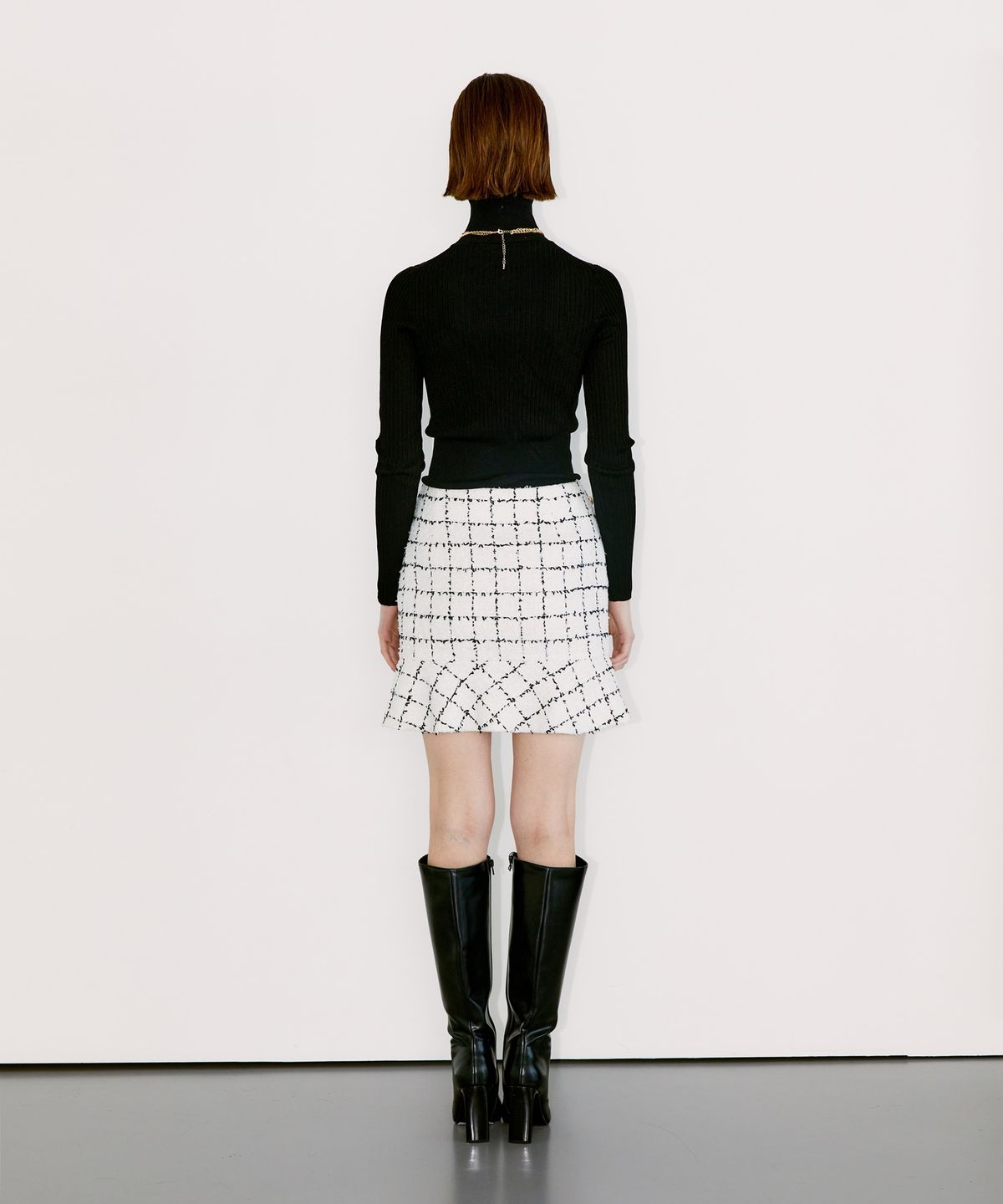 채뉴욕(CHAENEWYORK) Check Mini Flare Skirt [Black Check]
