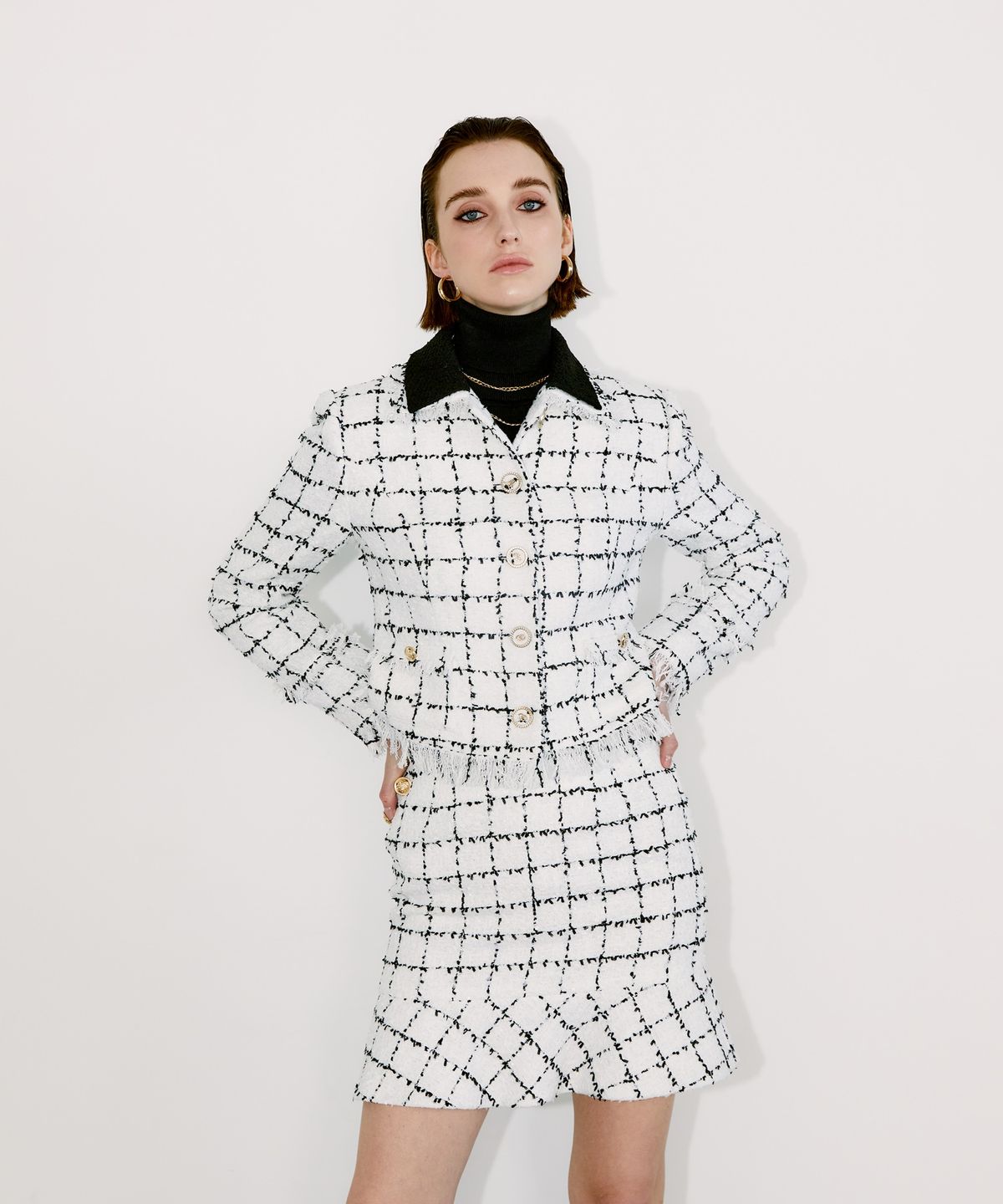 채뉴욕(CHAENEWYORK) Check Mini Flare Skirt [Black Check]