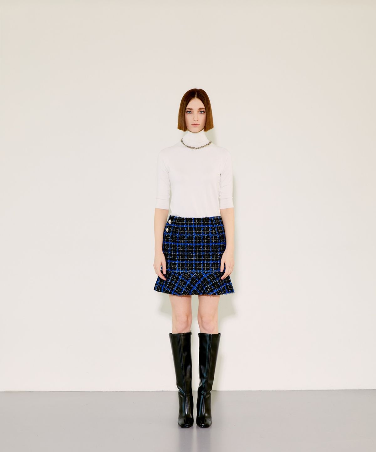 채뉴욕(CHAENEWYORK) Check Mini Flare Skirt [Blue Check]