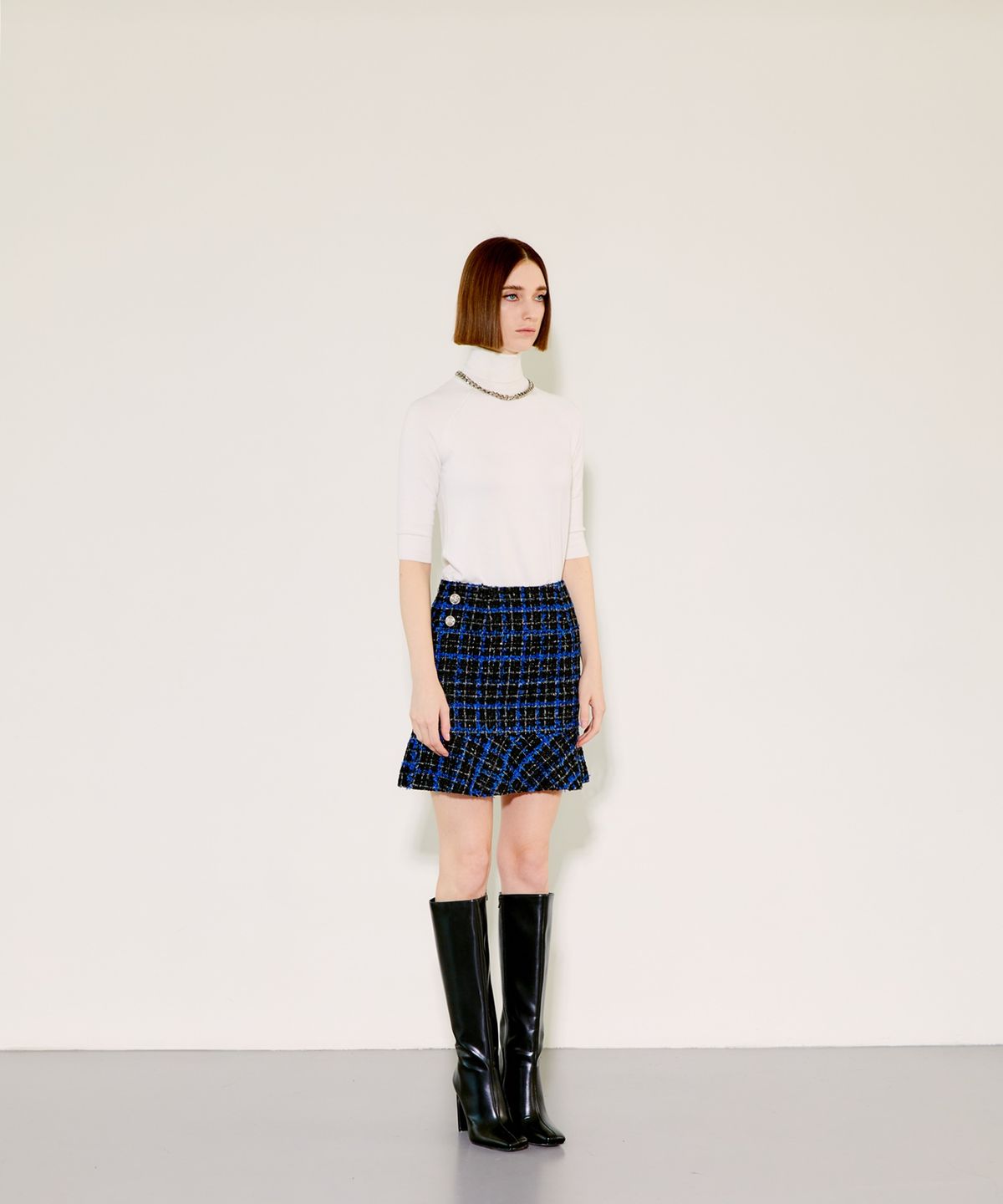 채뉴욕(CHAENEWYORK) Check Mini Flare Skirt [Blue Check]