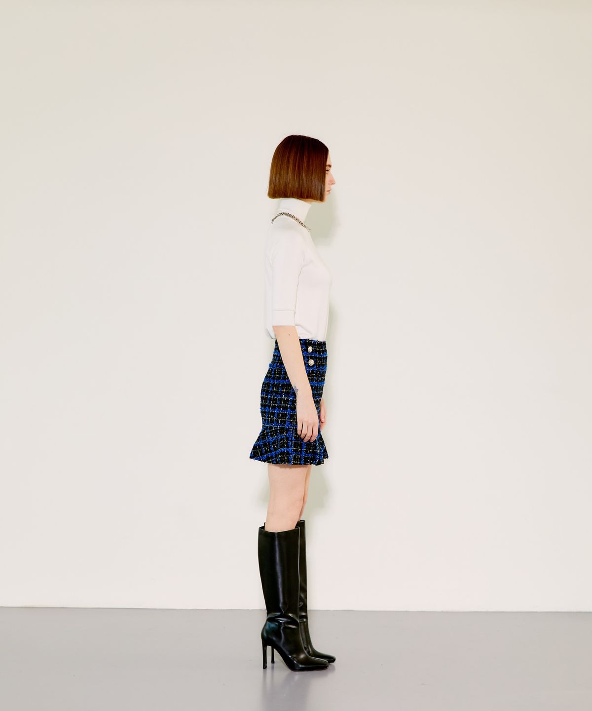 채뉴욕(CHAENEWYORK) Check Mini Flare Skirt [Blue Check]
