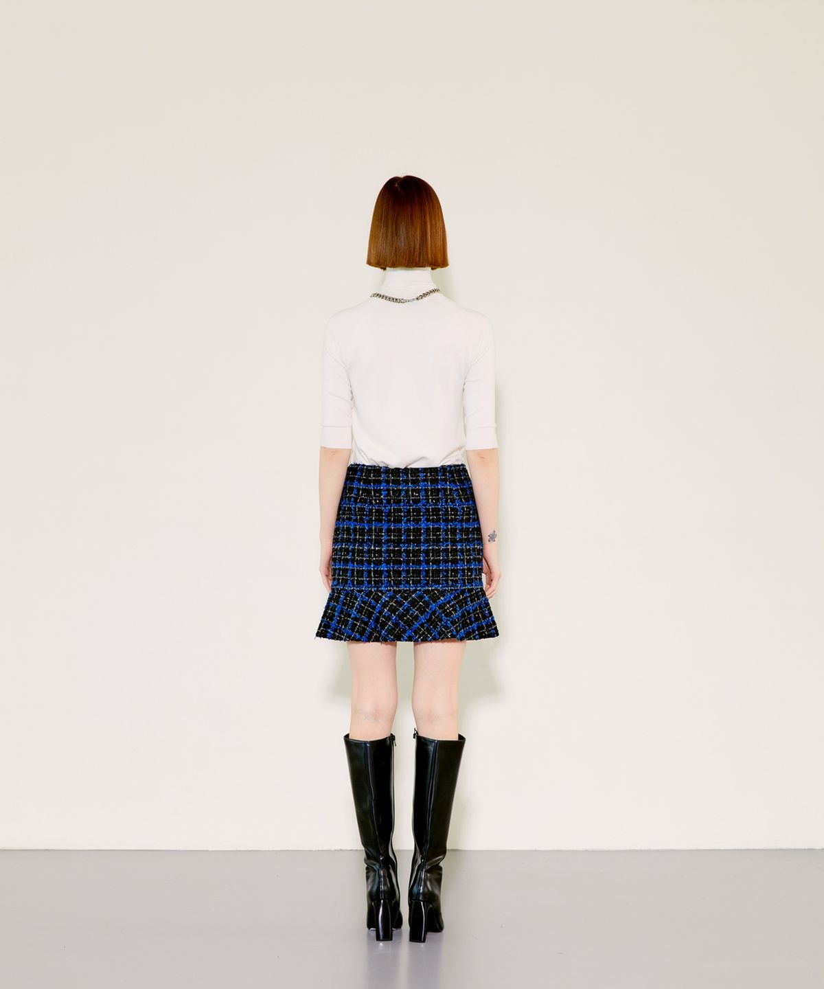 채뉴욕(CHAENEWYORK) Check Mini Flare Skirt [Blue Check]