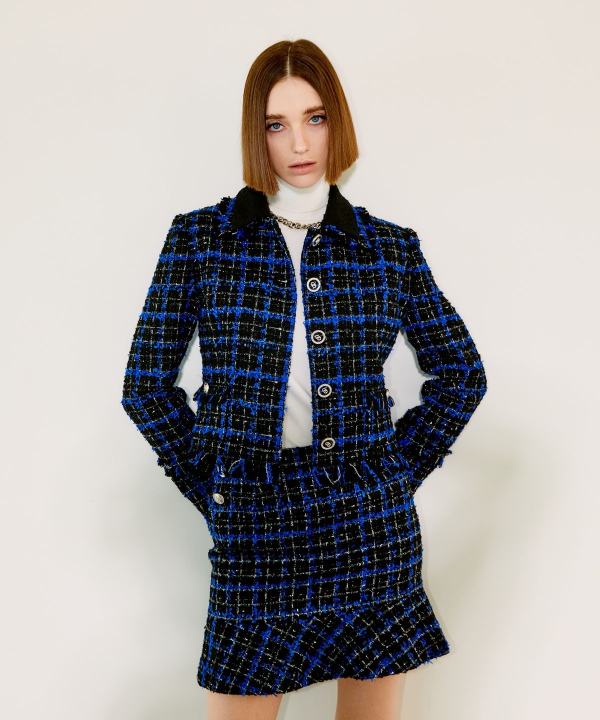 채뉴욕(CHAENEWYORK) Check Mini Flare Skirt [Blue Check]