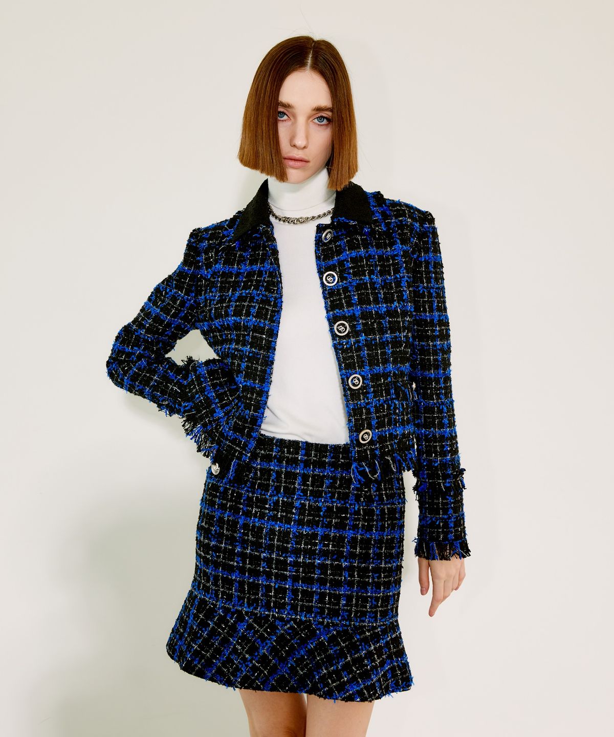 채뉴욕(CHAENEWYORK) Check Mini Flare Skirt [Blue Check]