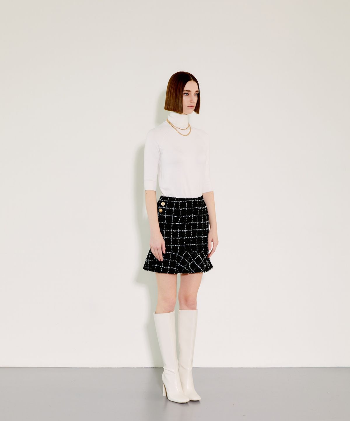 채뉴욕(CHAENEWYORK) Check Mini Flare Skirt [White Check]