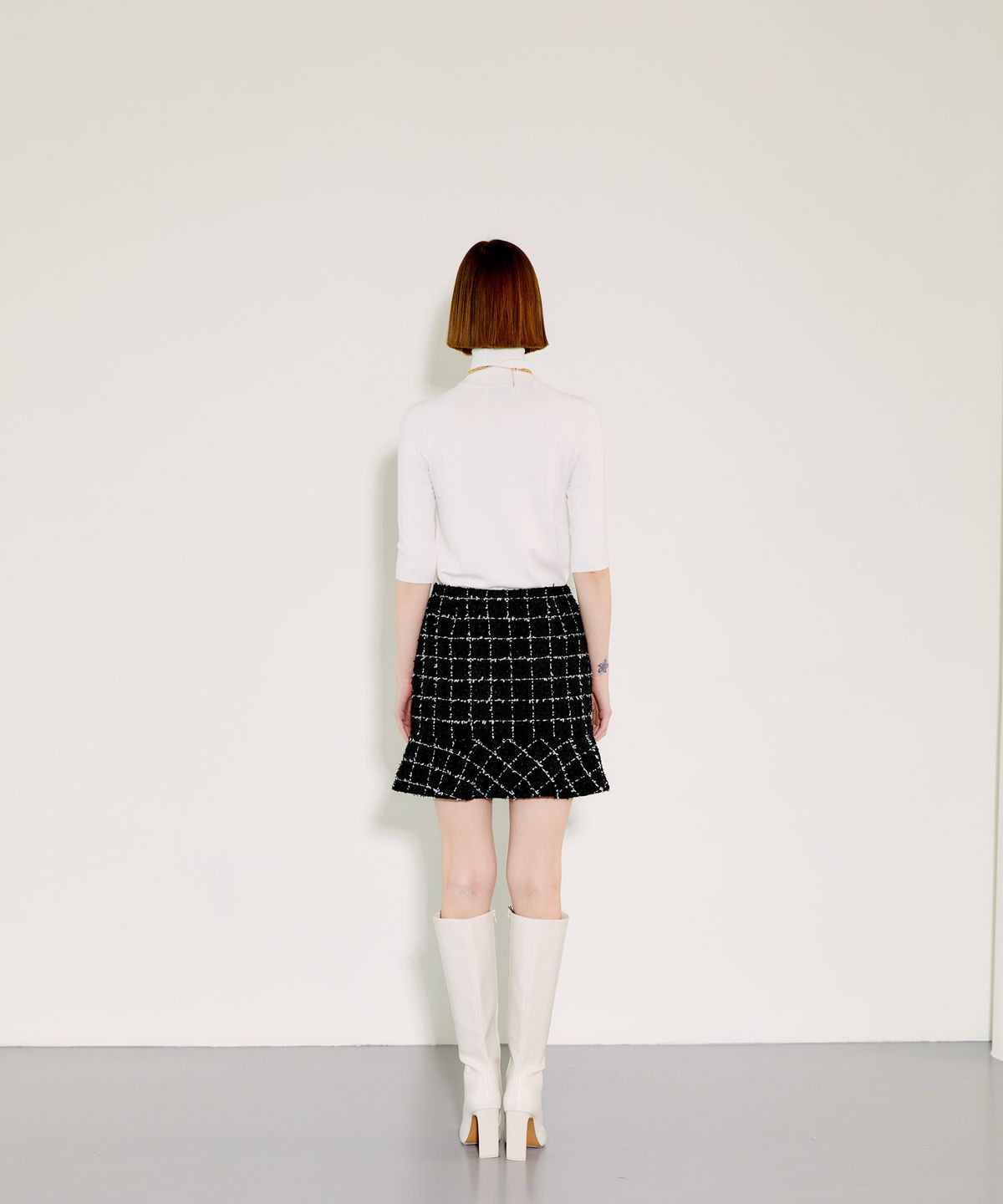 채뉴욕(CHAENEWYORK) Check Mini Flare Skirt [White Check]