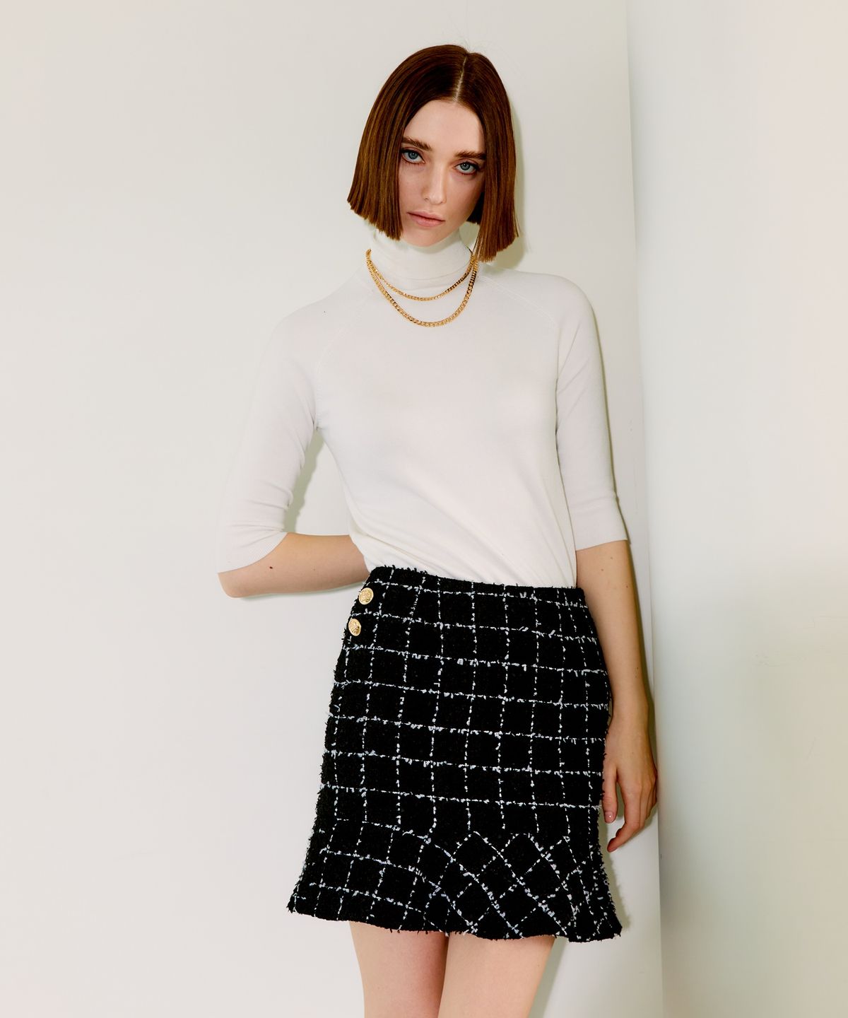 채뉴욕(CHAENEWYORK) Check Mini Flare Skirt [White Check]