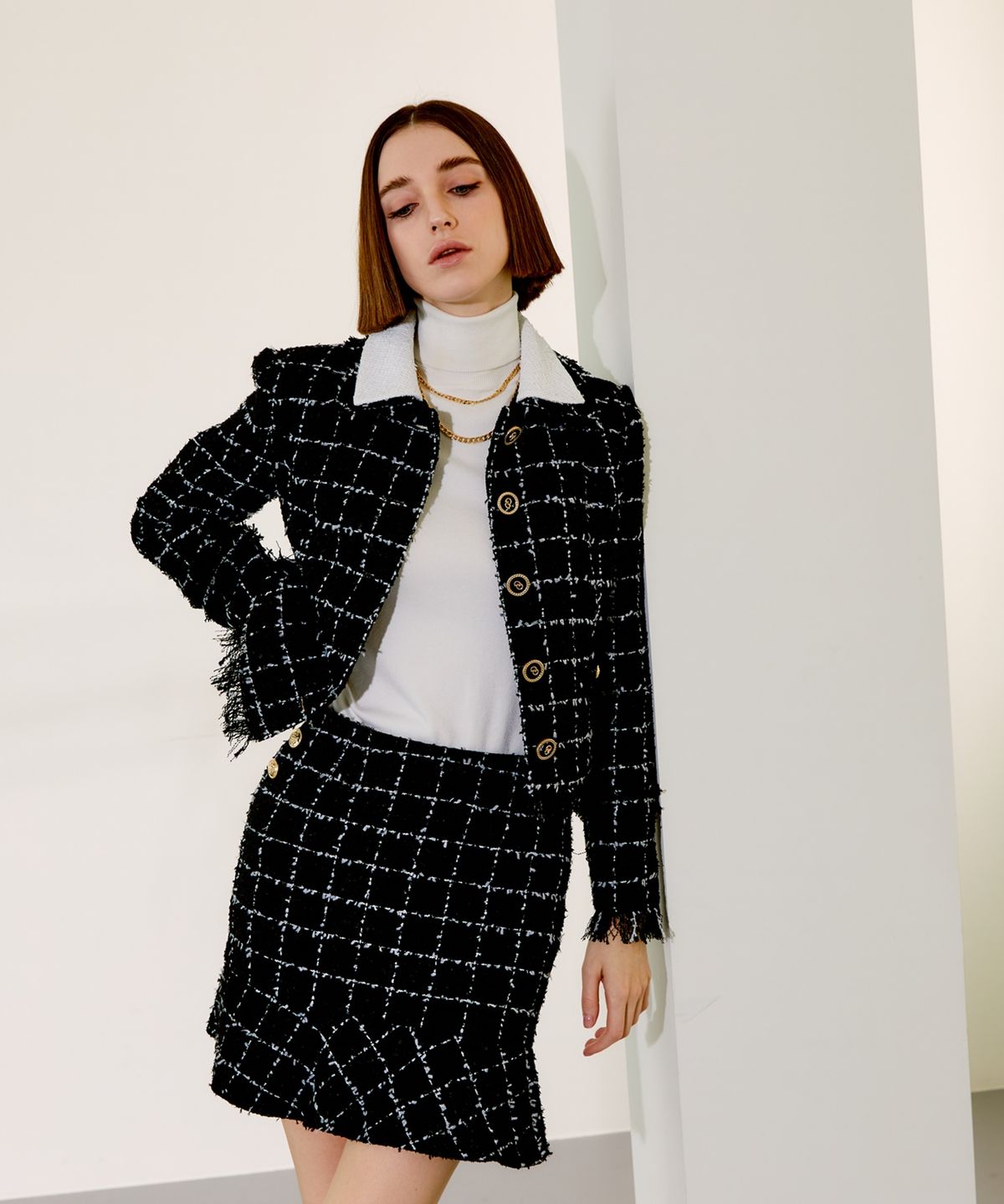 채뉴욕(CHAENEWYORK) Check Mini Flare Skirt [White Check]